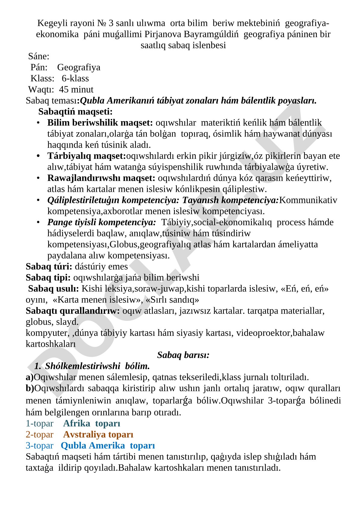 Qubla Amerikanıń tábiyat zonaları hám bálentlik poyasları