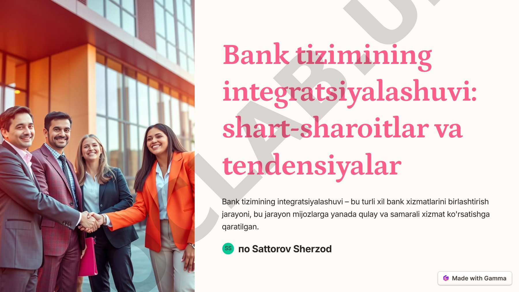 Bank tizimining integratsiyalashuvi: shart-sharoitlar va tendensiyalar