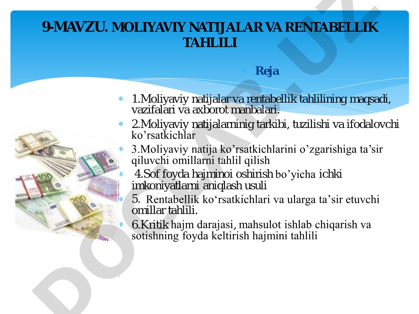 Moliyaviy natijalar va rentabellik tahlili