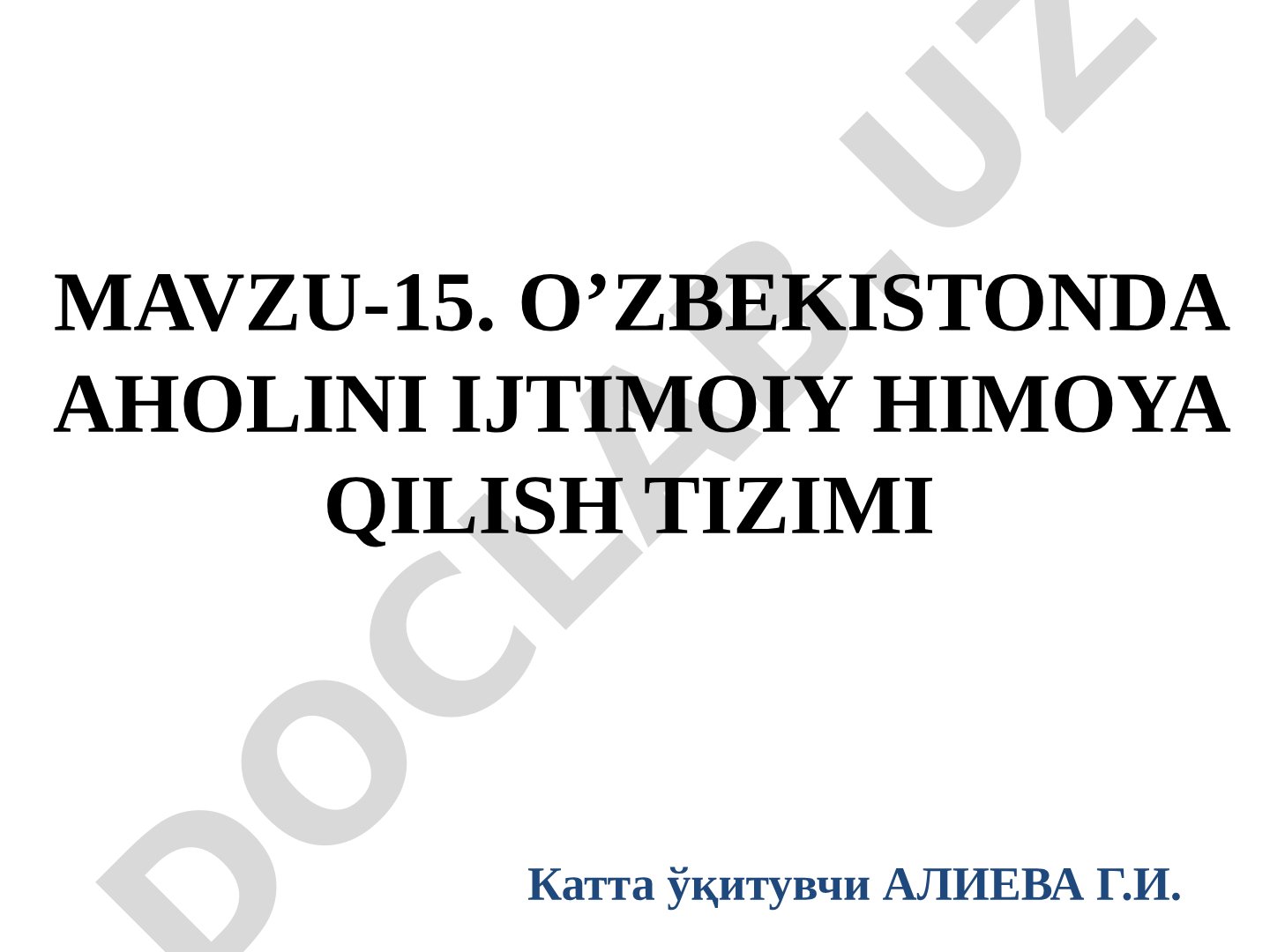 O'zbekistonda aholini ijtimoiy himoya qilish tizimi