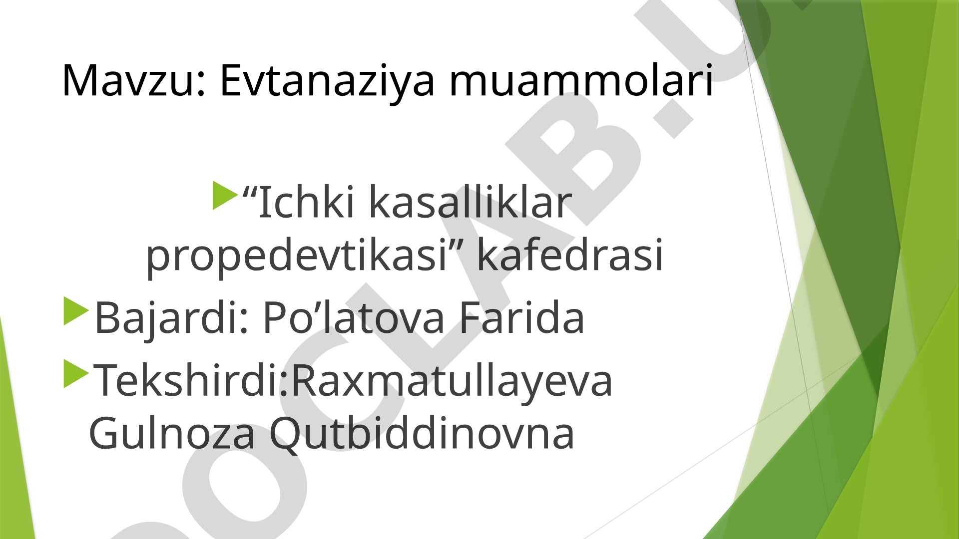 Evtanaziya muammolari