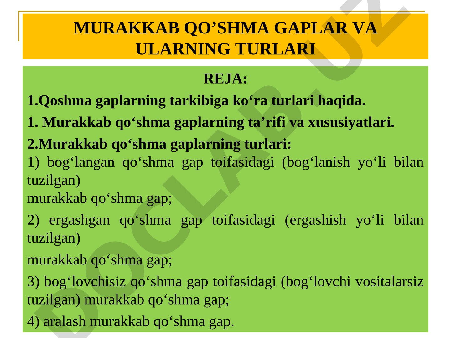 Murakkab qo'shma gaplar va ularning turlari