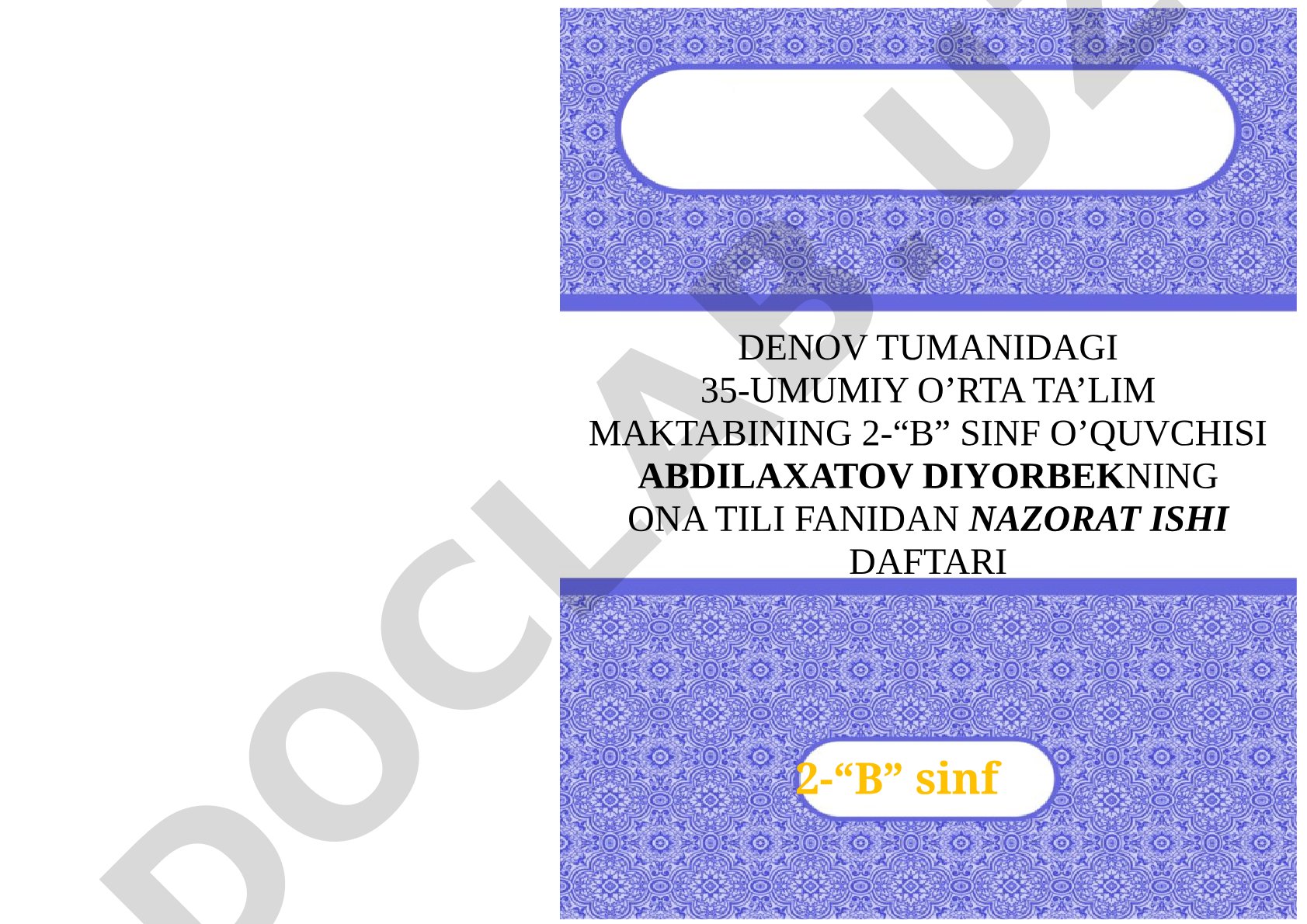 Ona tili fanidan nazorat ishi