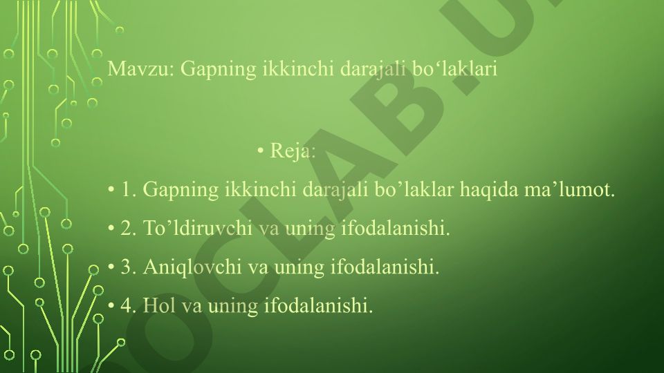 Gapning ikkinchi darajali boʻlaklari