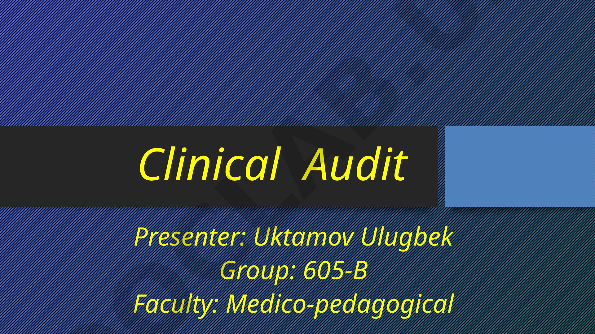 Klinik audit: Yurak sohasidagi og'riq va qon bosimi ko'tarilishi