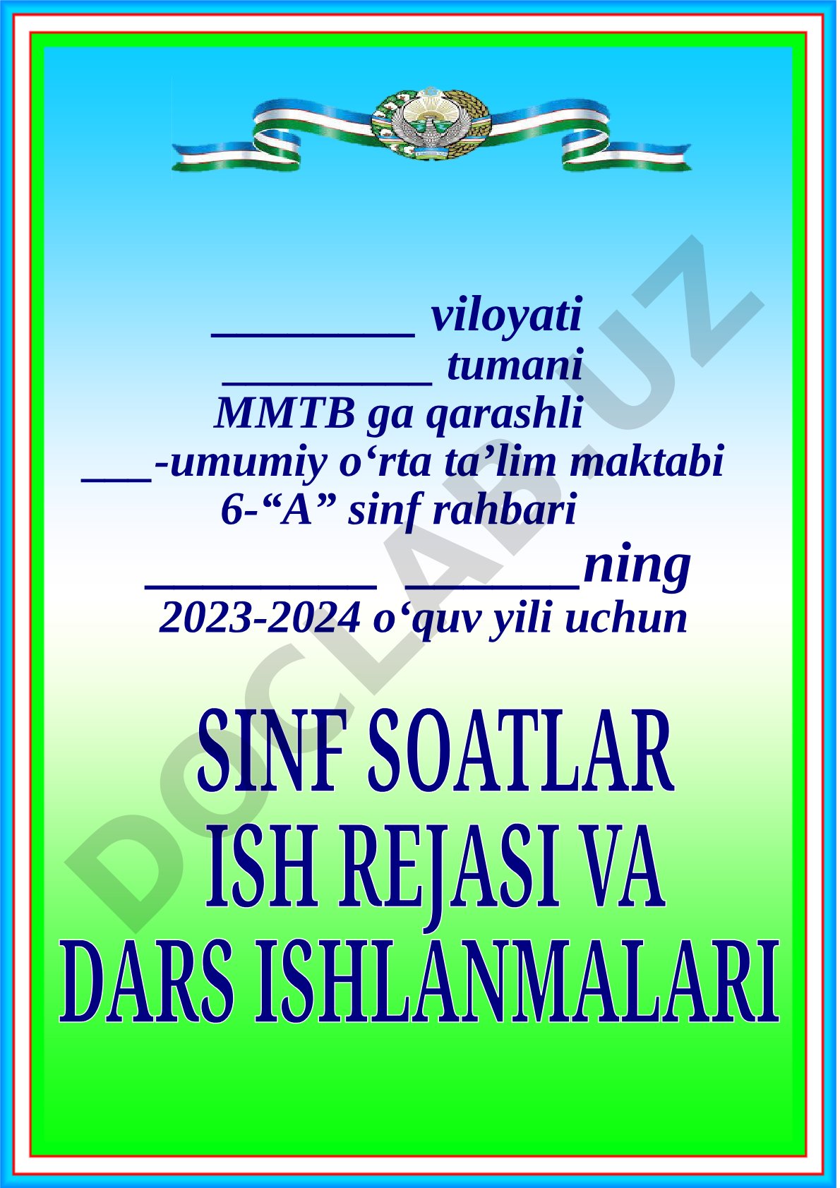 Sinf rahbari faoliyati va Tarbiya fanini joriy etish