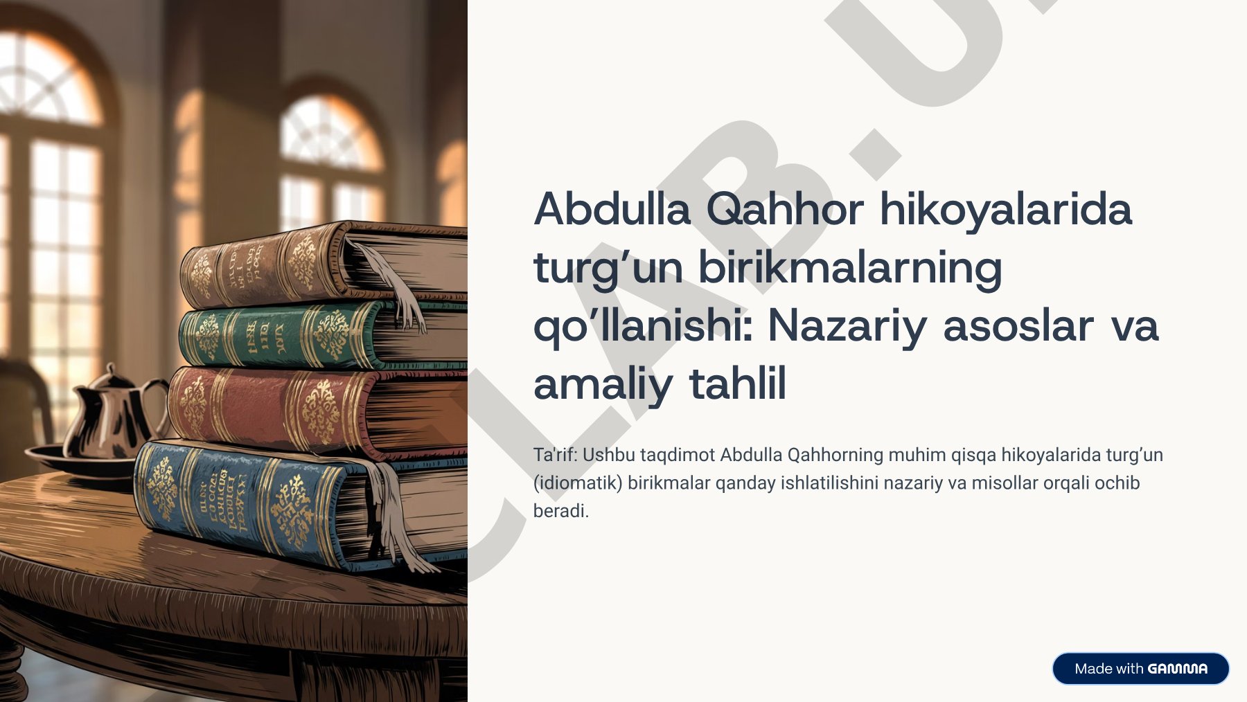 Abdulla Qahhor hikoyalarida turg’un birikmalarning qo’llanishi