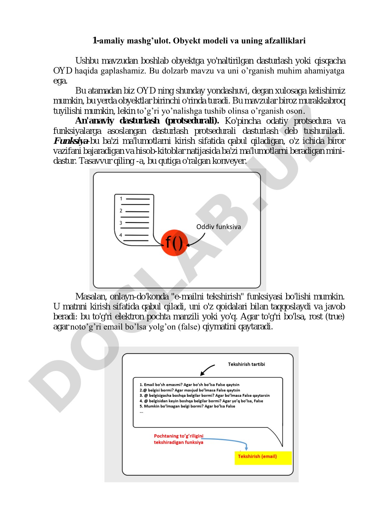 Obyekt modeli va uning afzalliklari