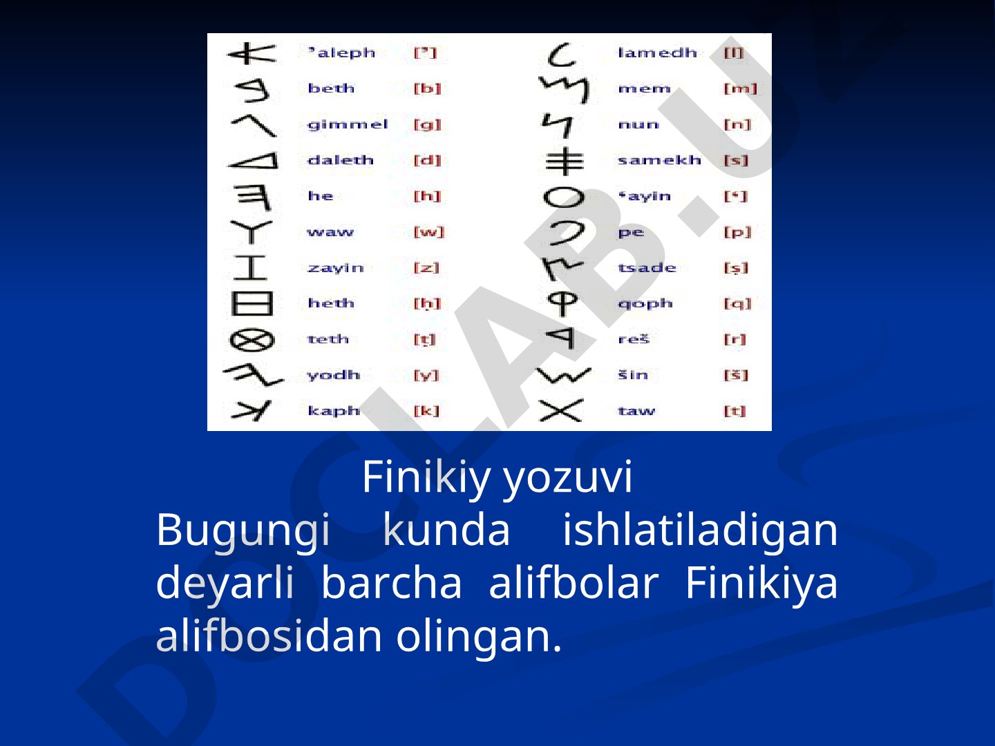 Finikiy yozuvi va qadimgi turkiy yozuvlar