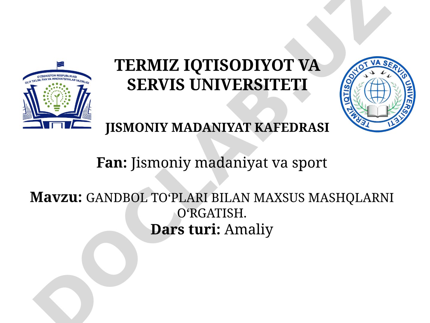 Gandbol to'plari bilan maxsus mashqlarni o'rgatish