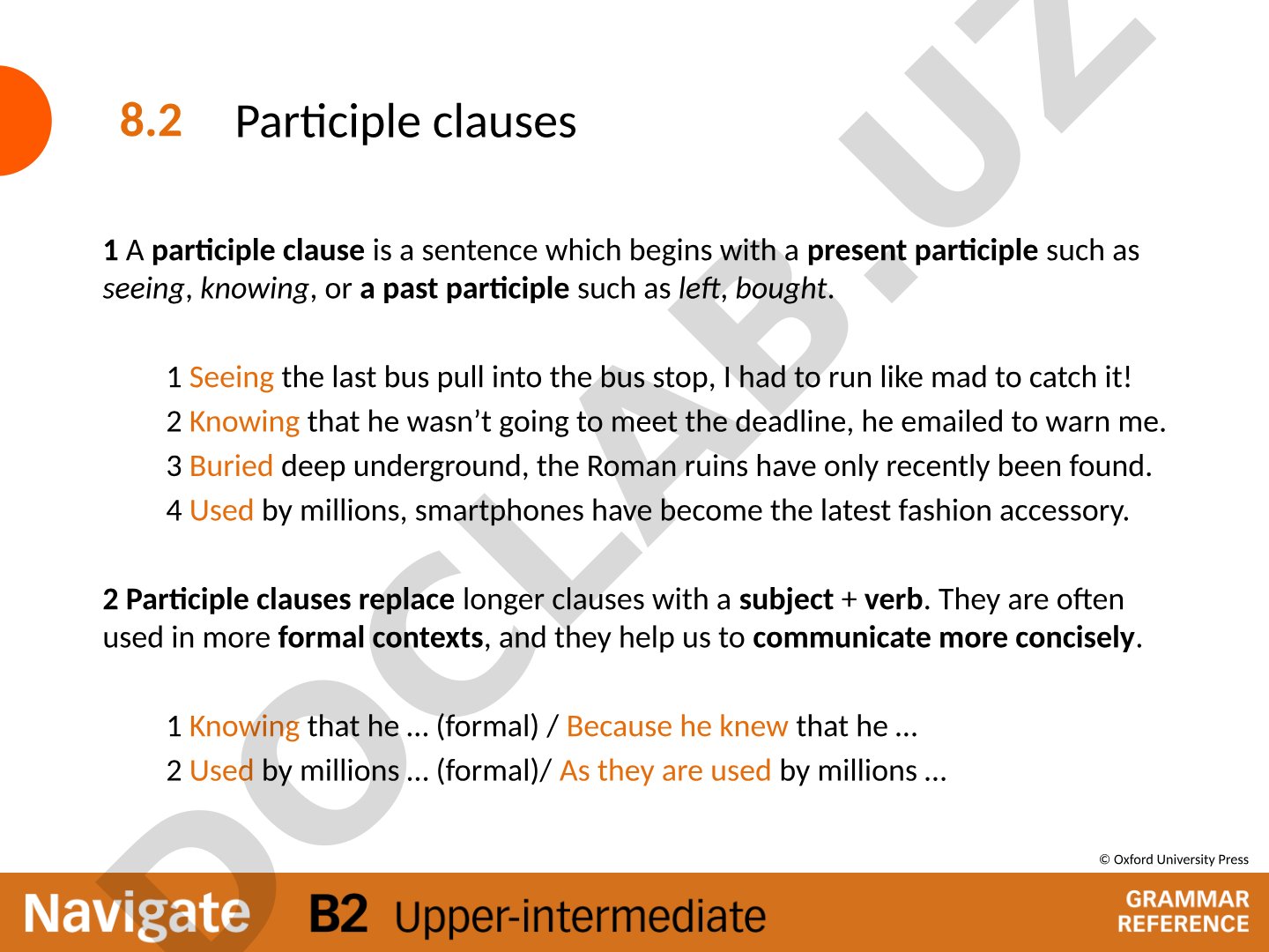 Participle clauses 1