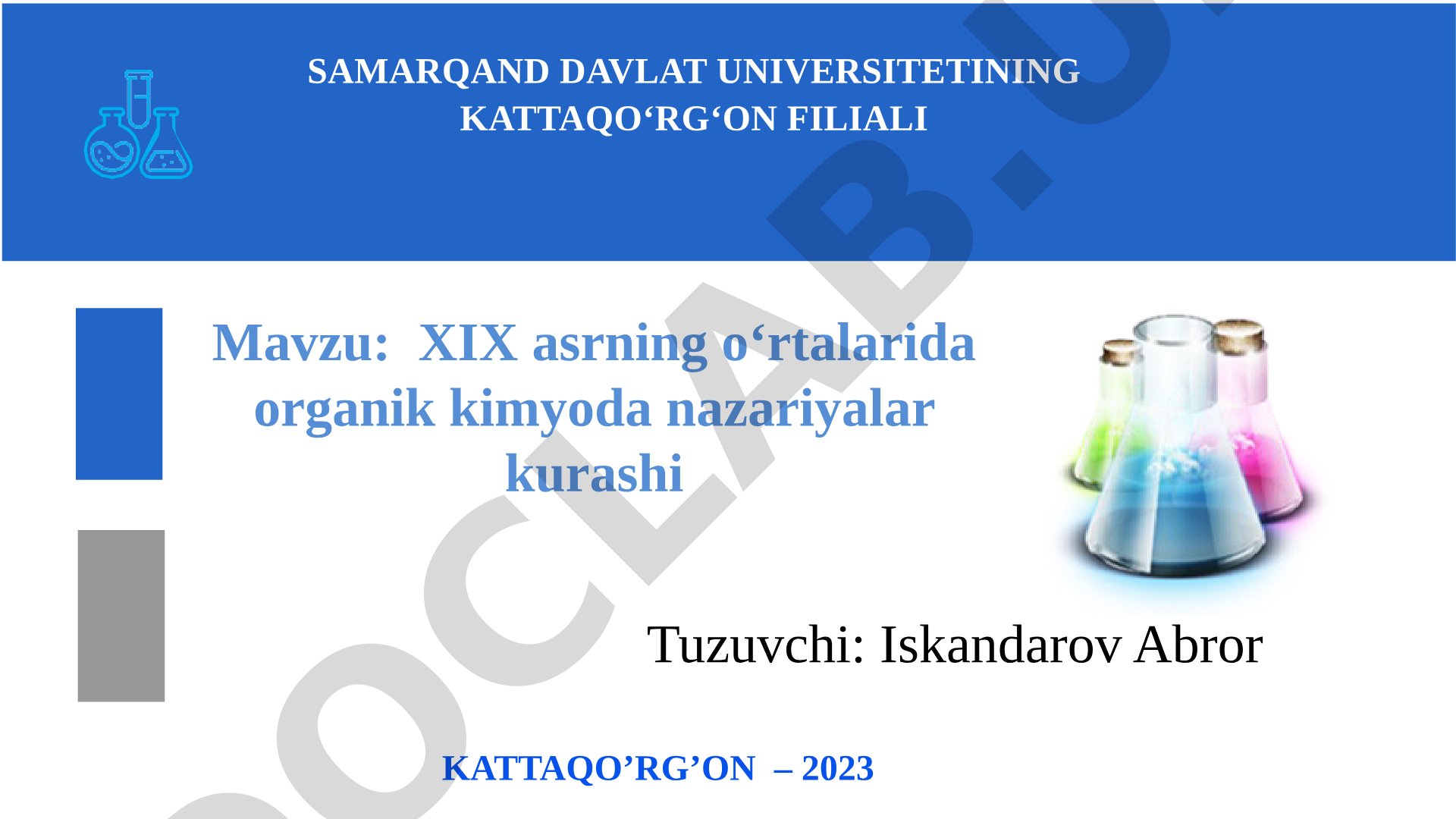 XIX asrning o‘rtalarida organik kimyoda nazariyalar kurashi