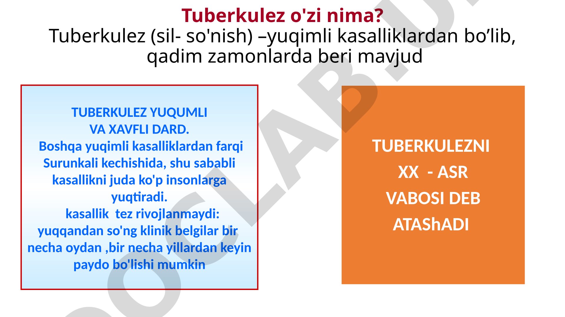 Tuberkulez (sil) kasalligi haqida umumiy ma'lumot