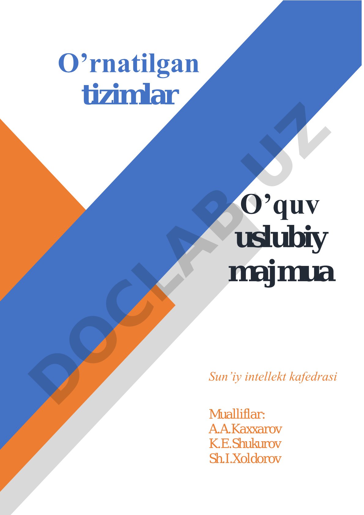 O’rnatilgan tizimlar O’quv uslubiy majmua