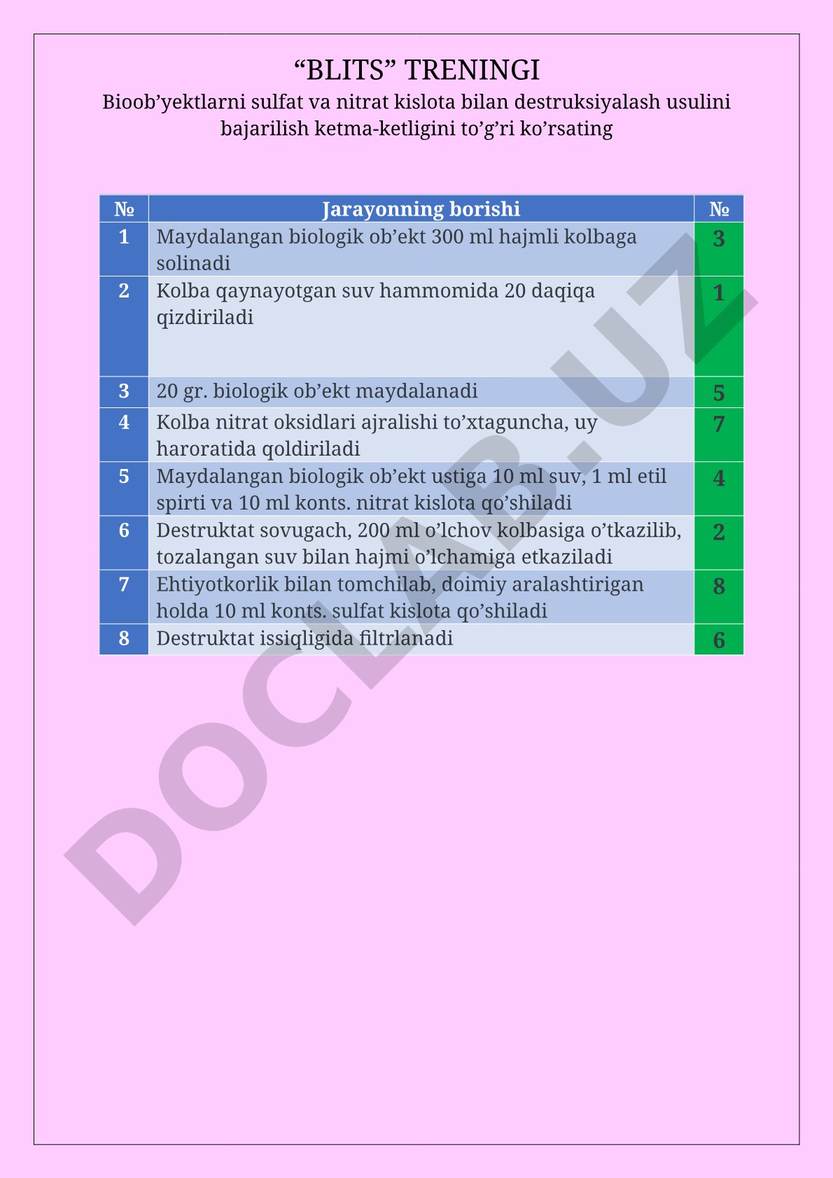 Biologik ob'ektni mineralizatsiya qilish jarayoni