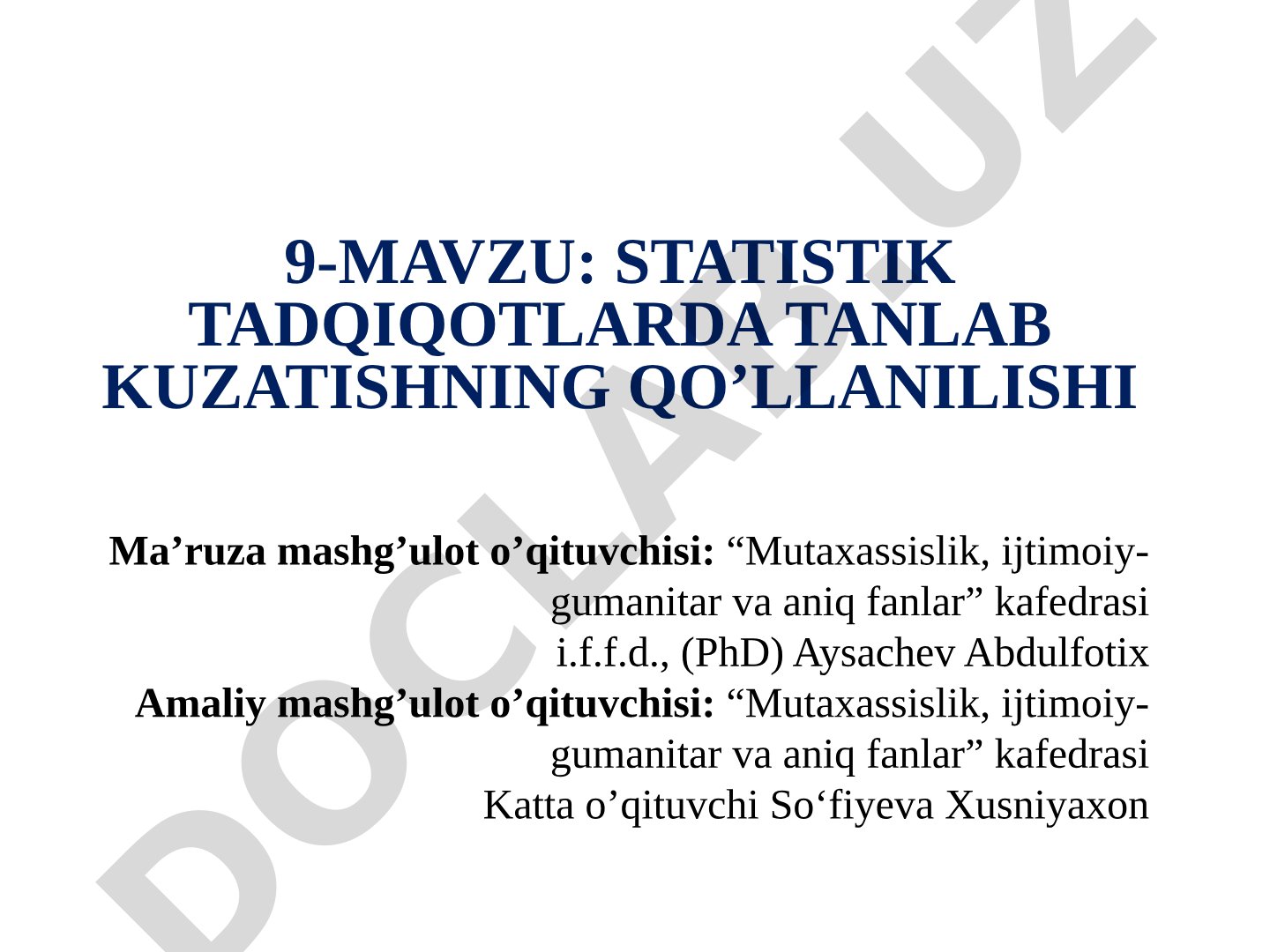 Statistik tadqiqotlarda tanlab kuzatishning qo'llanilishi