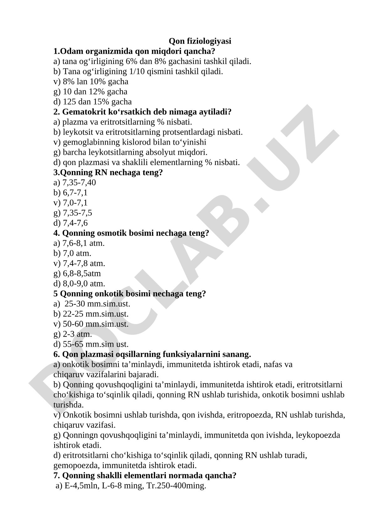 Qon fiziologiyasi