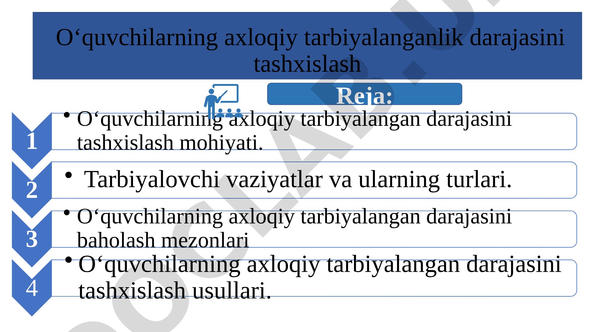 O‘quvchilarning axloqiy tarbiyalanganlik darajasini tashxislash
