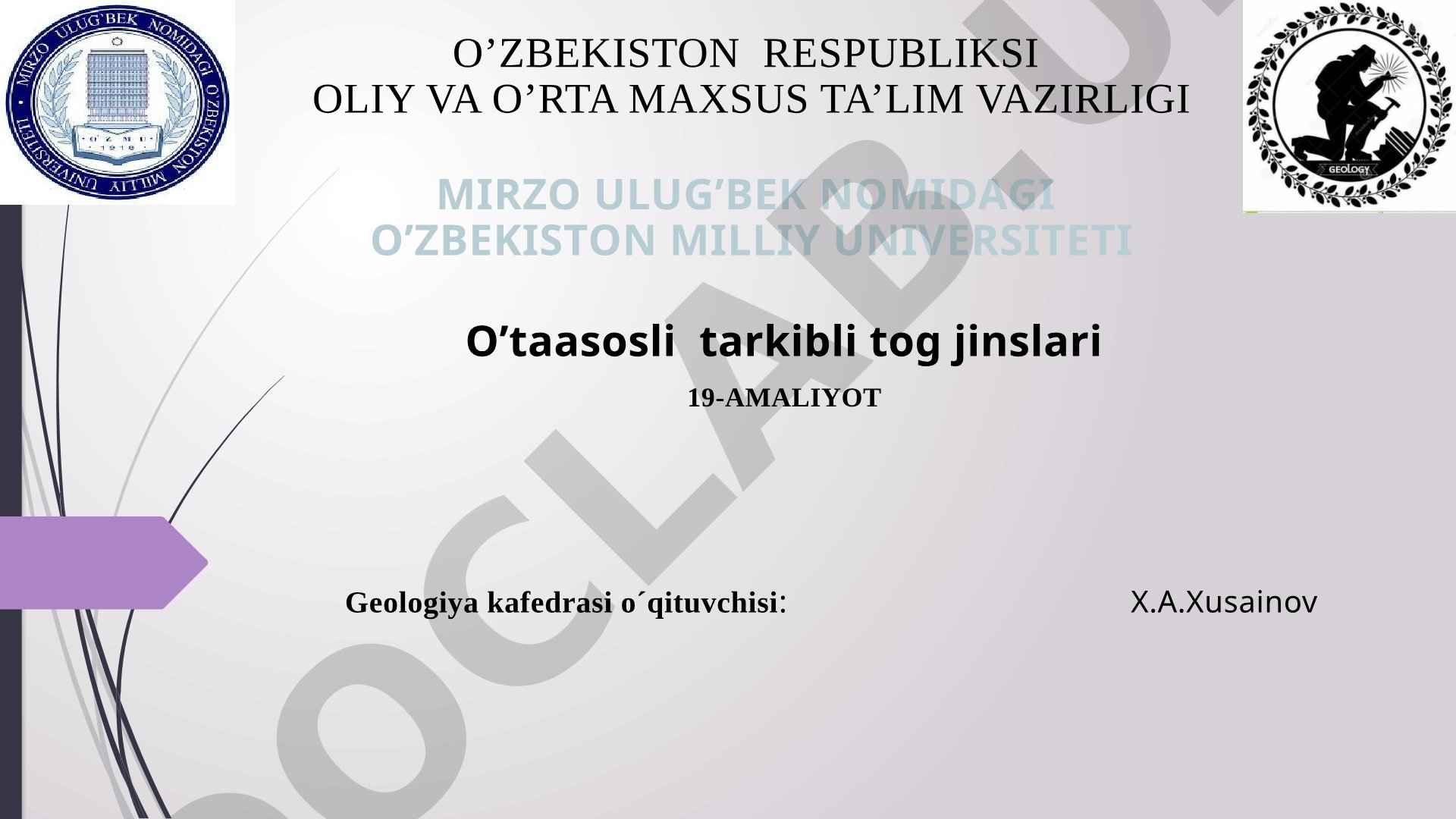 O’taasosli tarkibli tog jinslari
