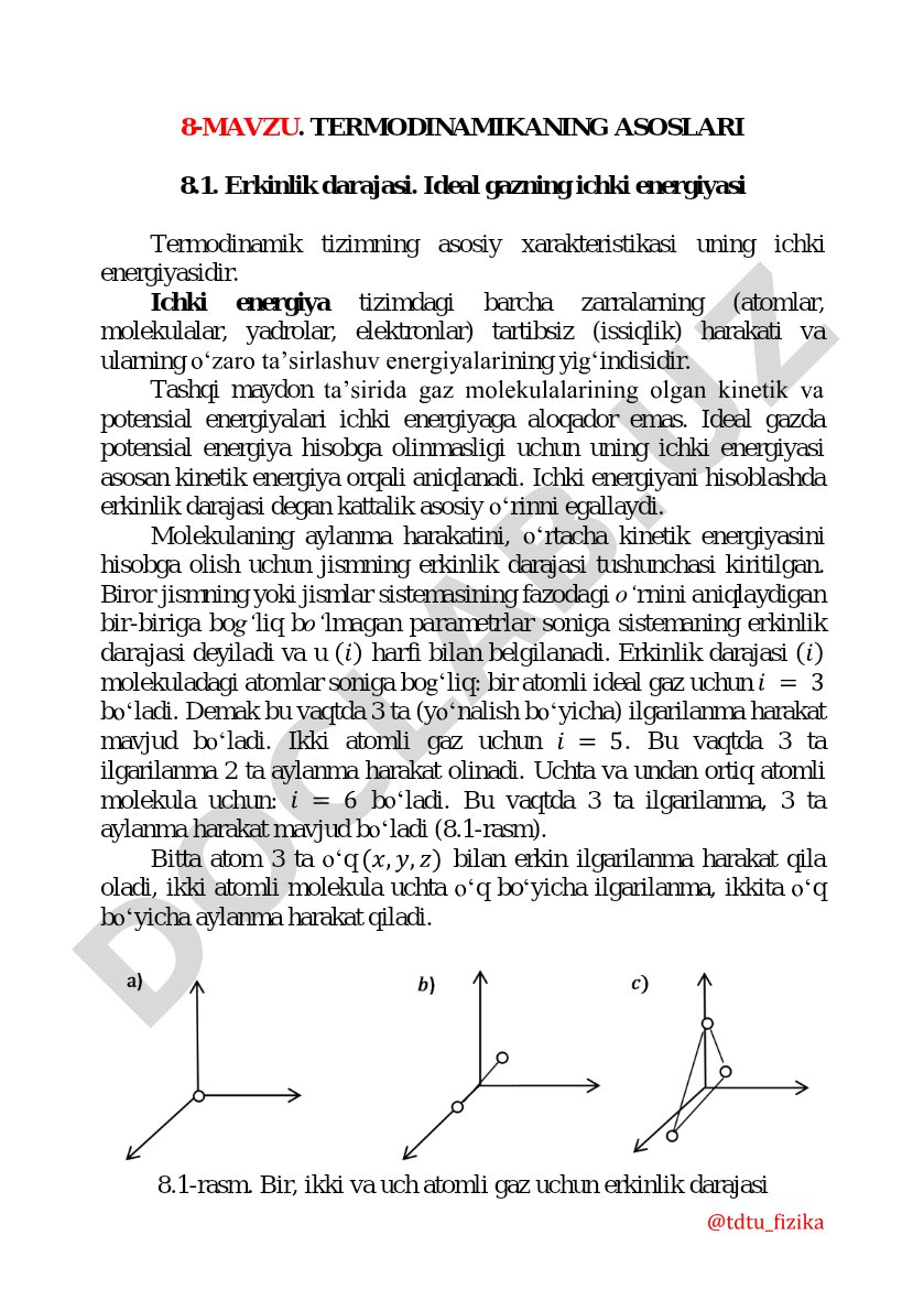 Termodinamikaning asoslari