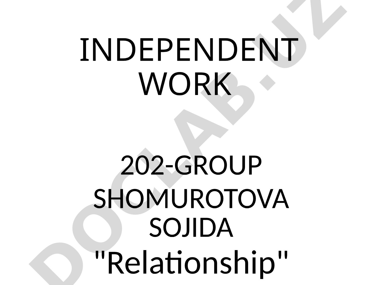Presentation on the topic Relationship