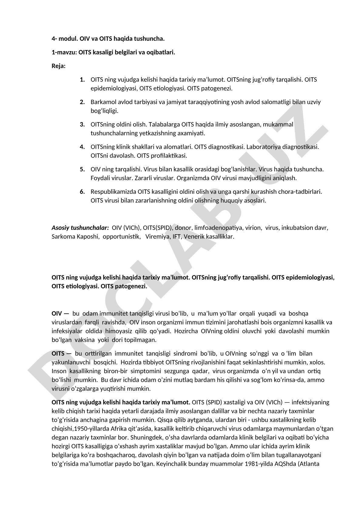 OITS kasaligi belgilari va oqibatlari