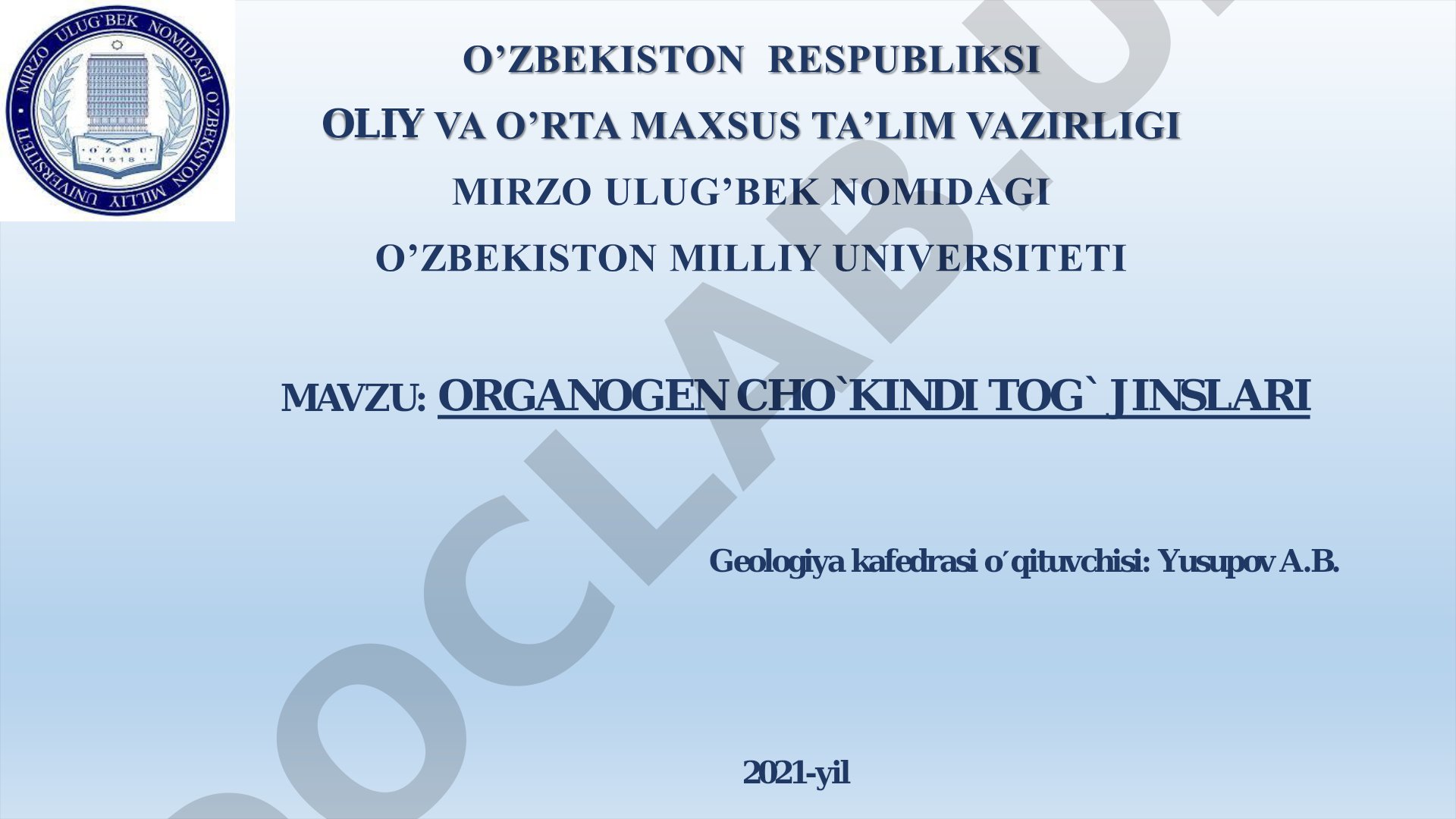 ORGANOGEN CHO`KINDI TOG` JINSLARI
