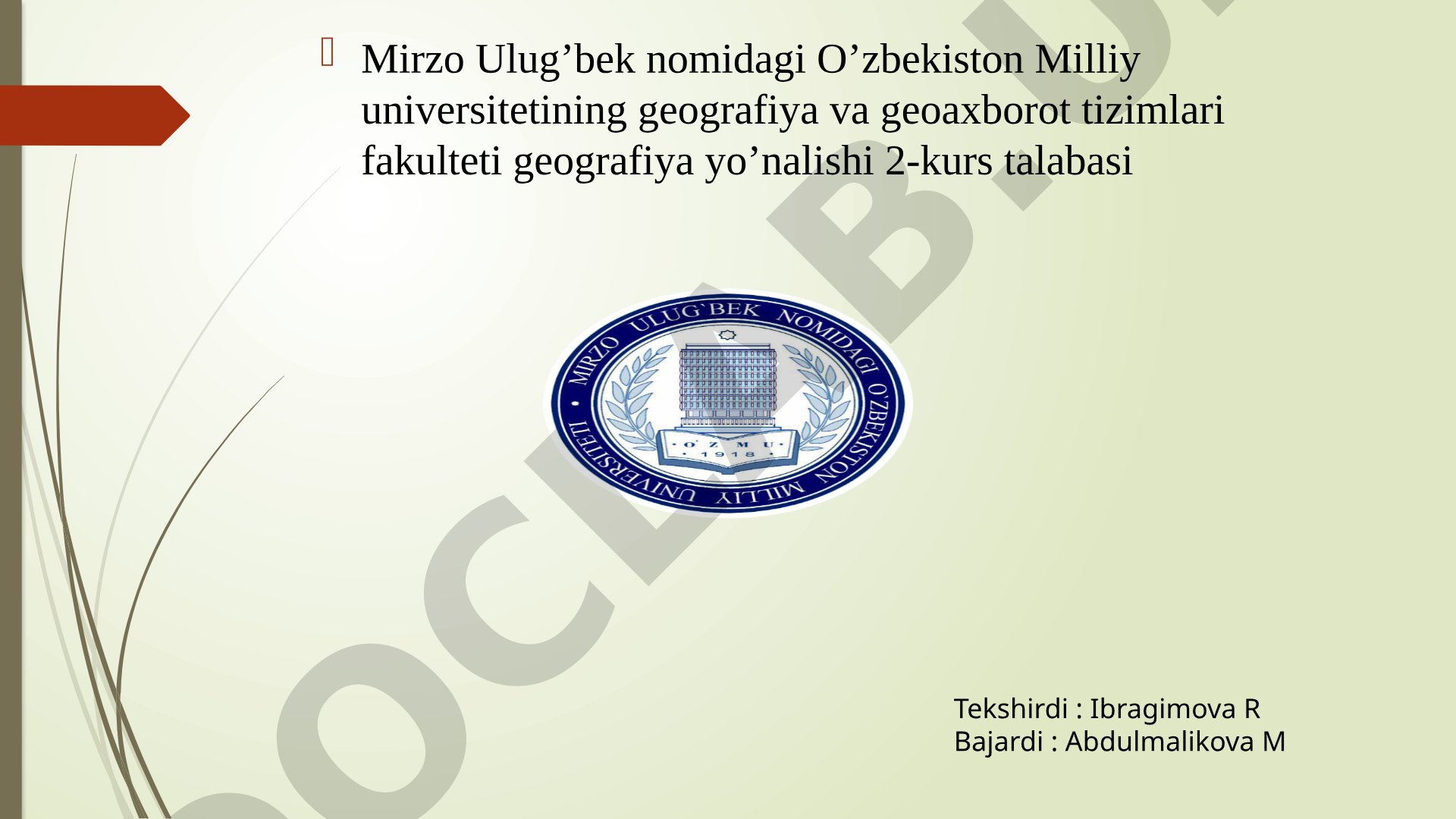 V.V. Dokuchayev biografiyasi va tuproqshunoslikka qo'shgan hissasi