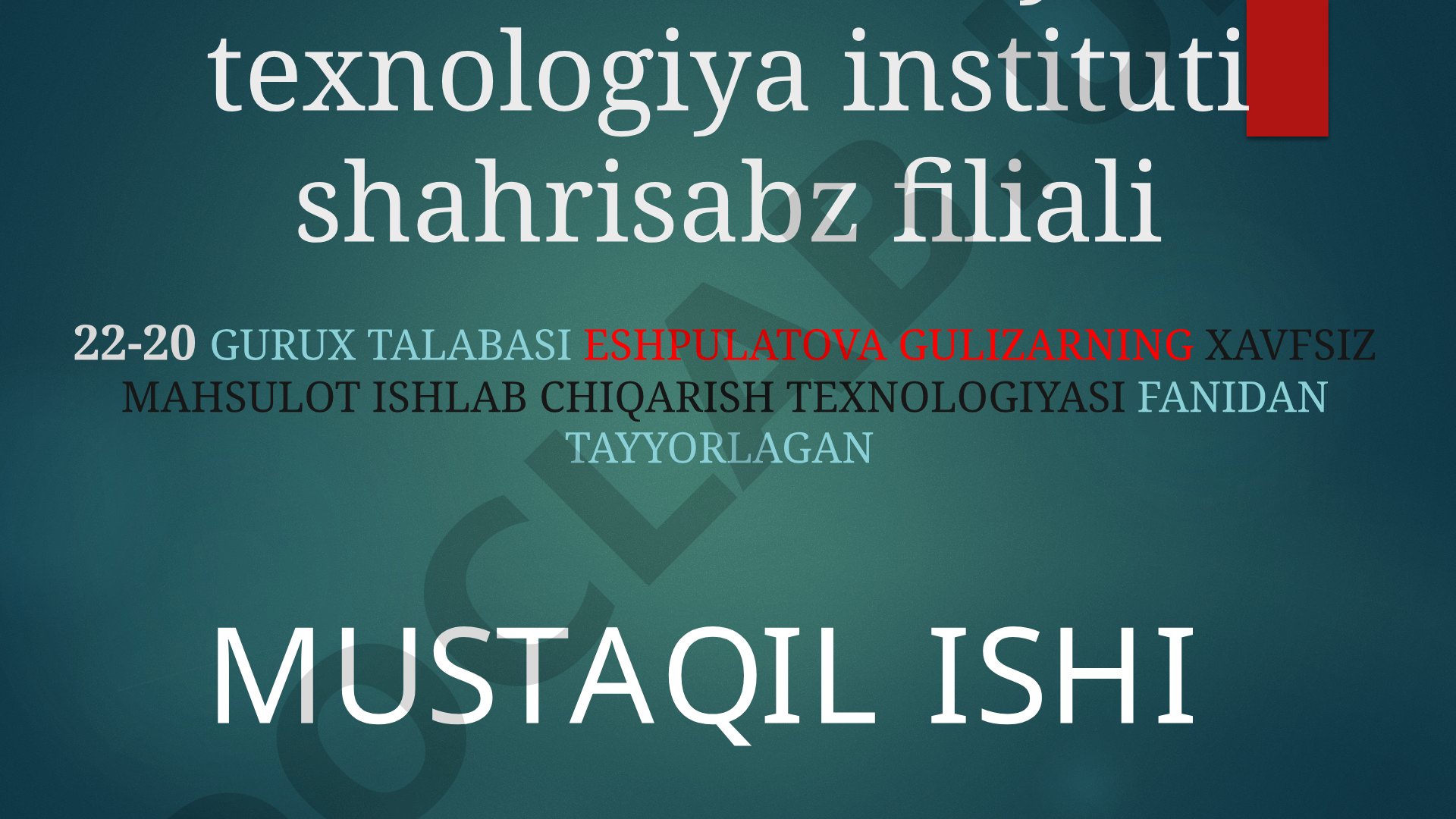 Stafilokok bilan oziq-ovqat zaxarlanishi
