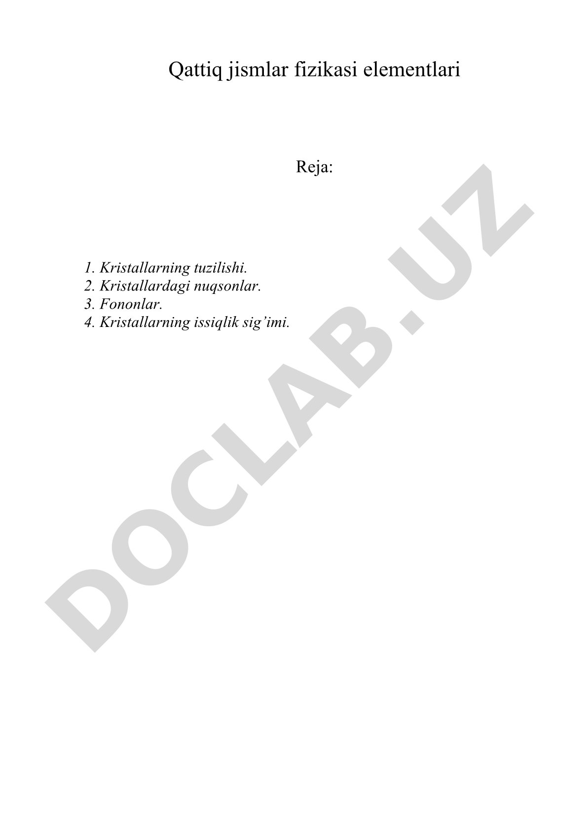 Qattiq jismlar fizikasi elementlari