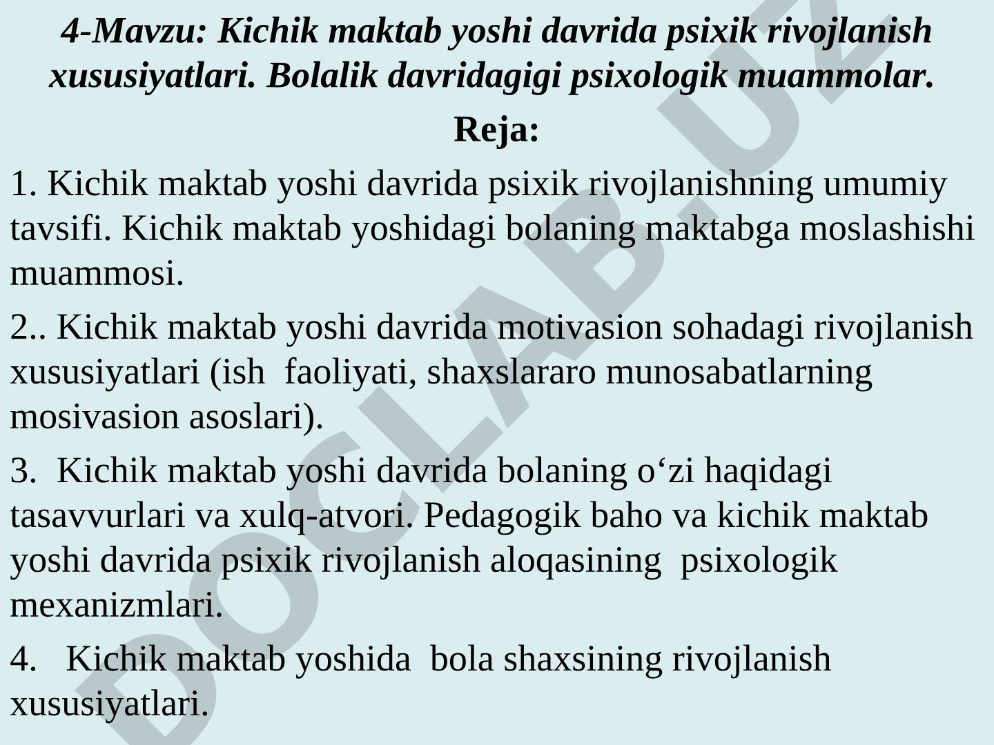 Kichik maktab yoshi davrida psixik rivojlanish xususiyatlari