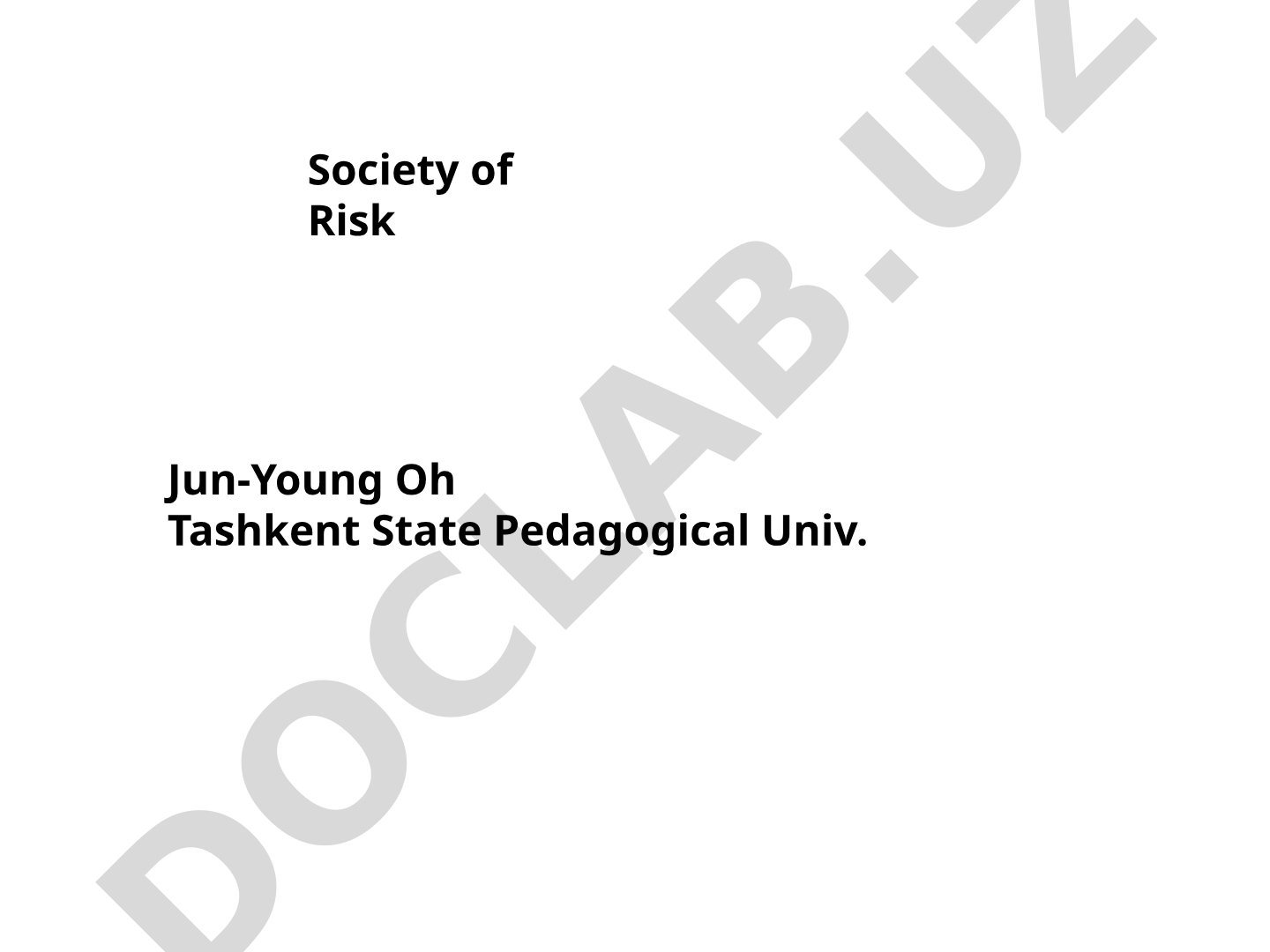 Industrial Society and Risk Society