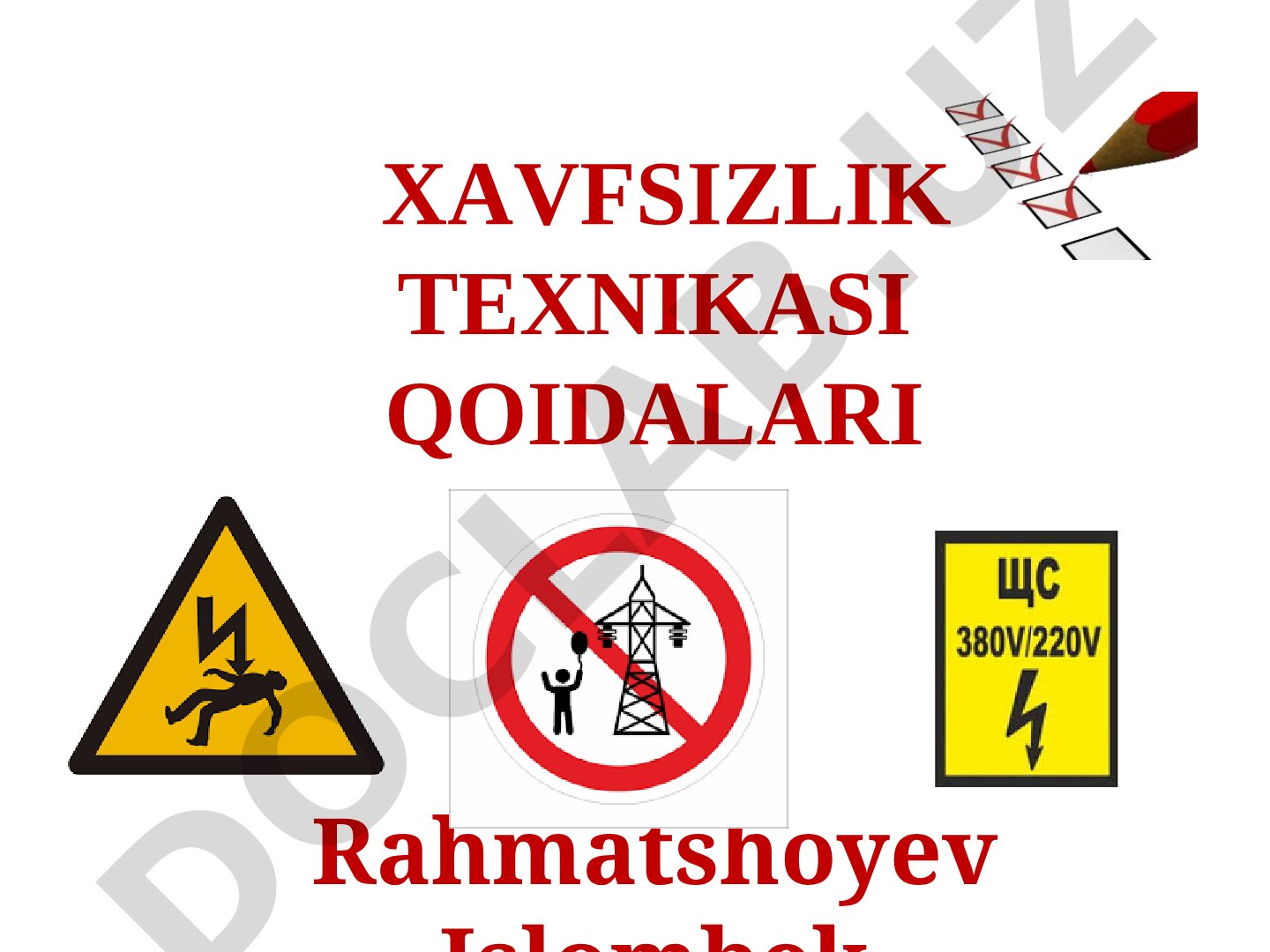 Xavfsizlik texnikasi qoidalari