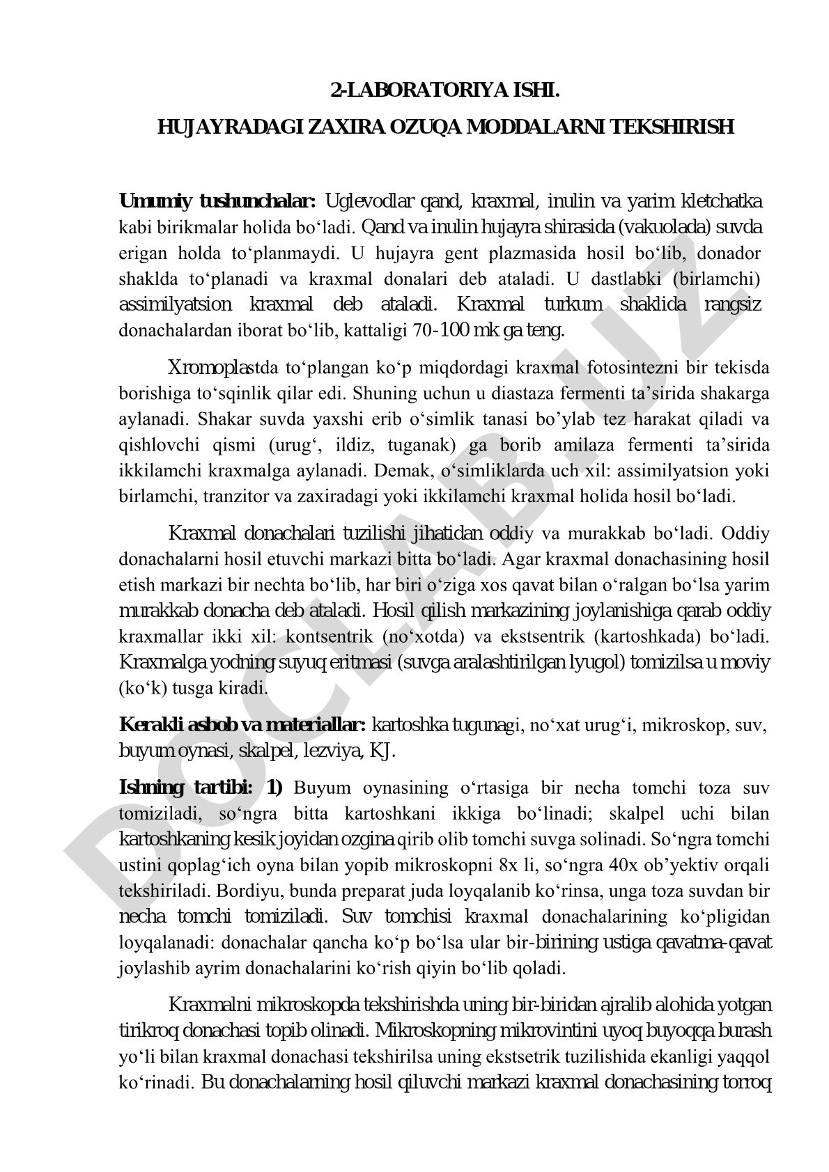 HUJAYRADAGI ZAXIRA OZUQA MODDALARNI TEKSHIRISH