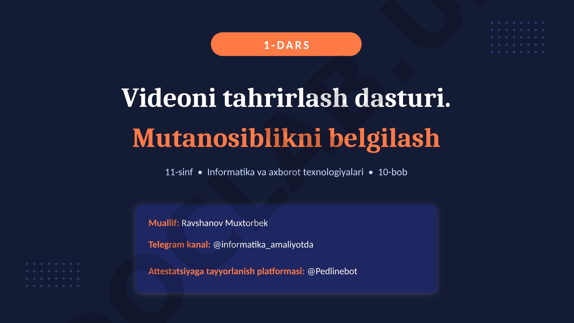 Videoni tahrirlash dasturi. Mutanosiblikni belgilash