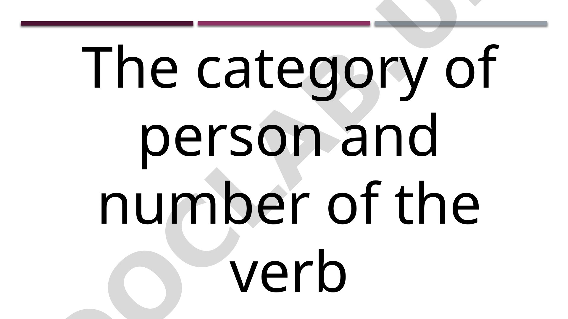 Category of person and number of verbs in English