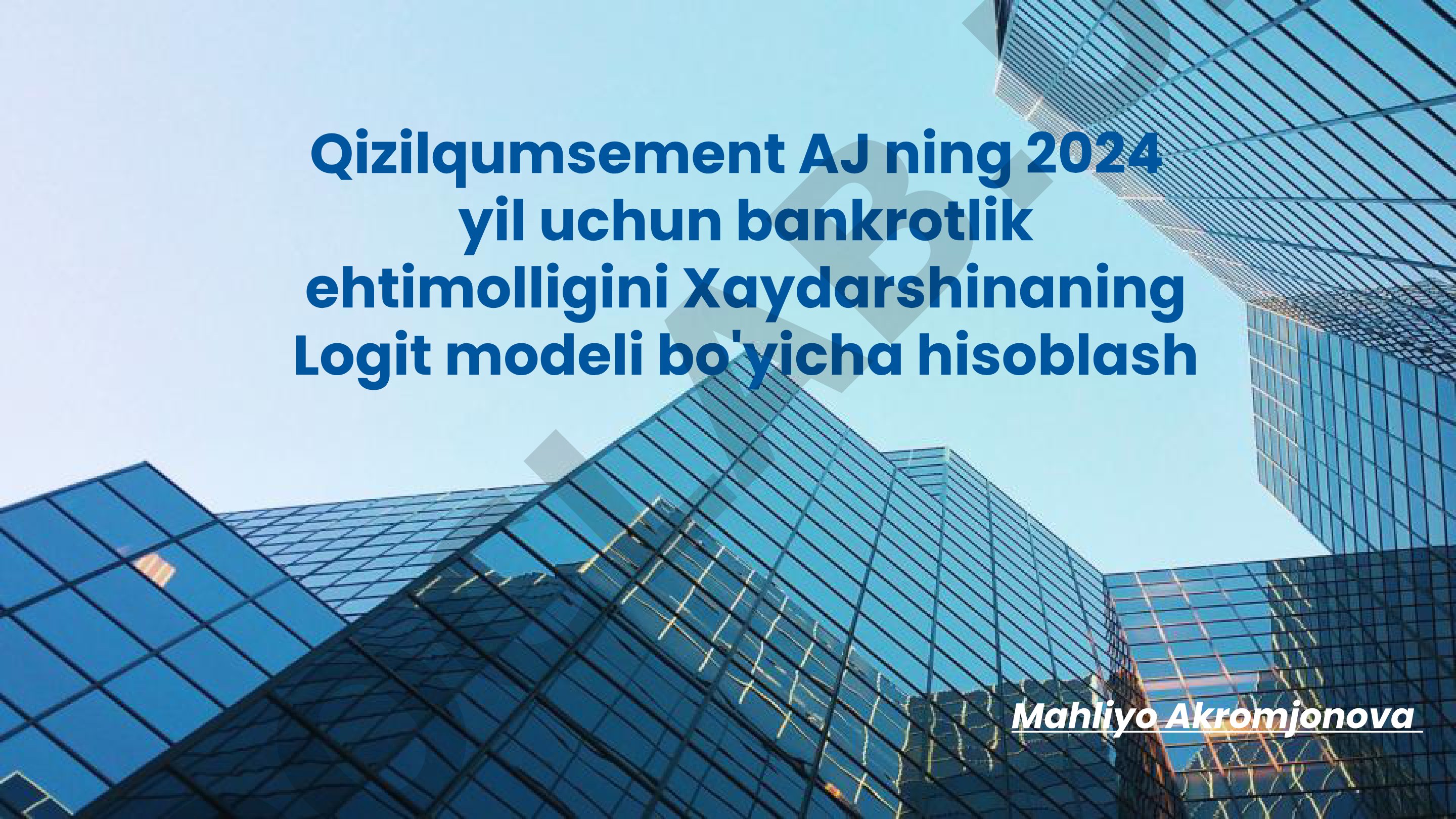 Qizilqumsement AJ ning 2024 yil uchun bankrotlik ehtimolligini Xaydarshinaning Logit modeli bo'yicha hisoblash
