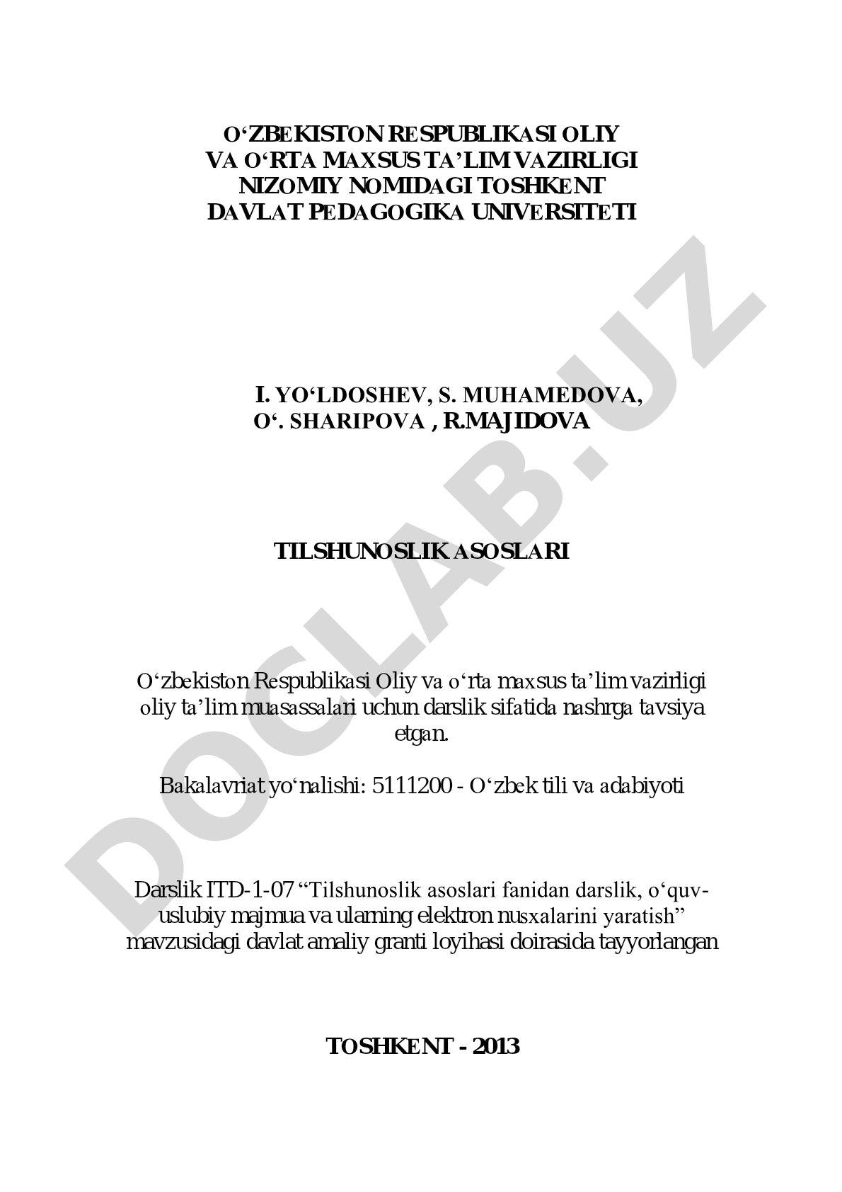 Tilshunoslik asoslari
