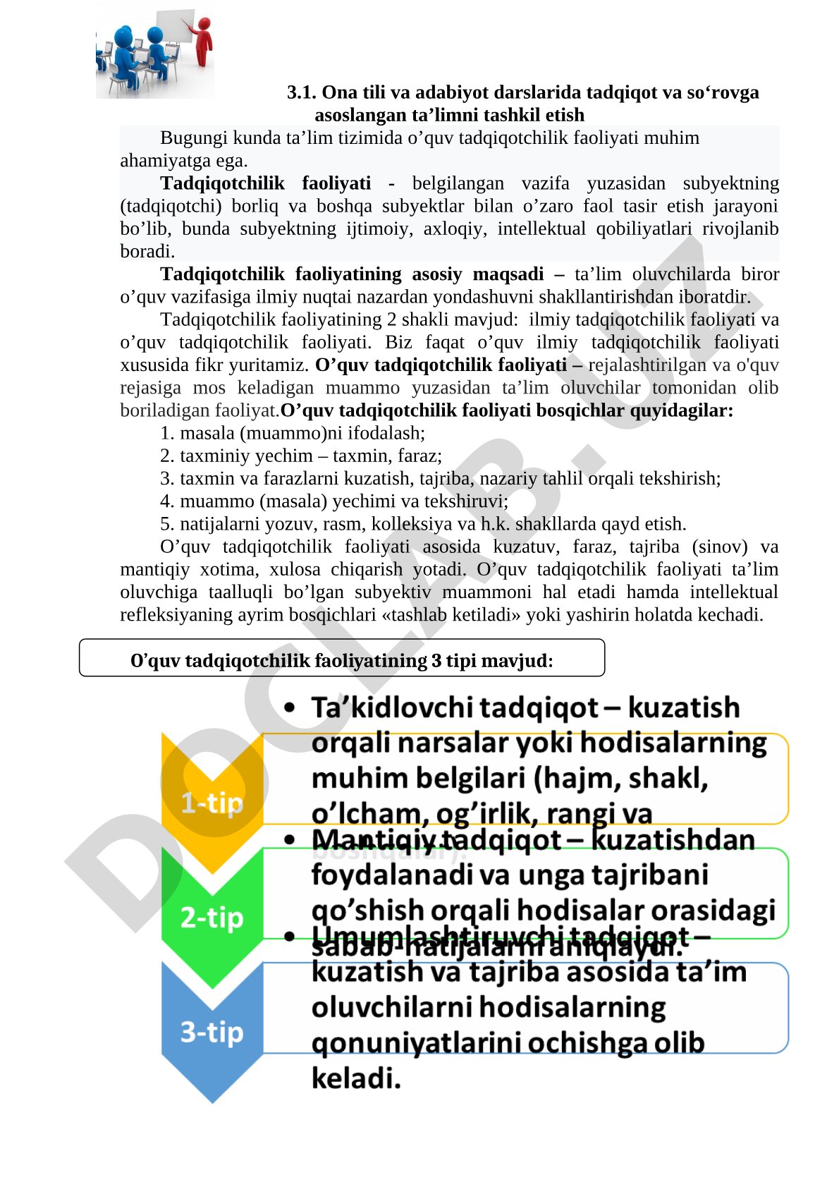 Ona tili va adabiyot darslarida tadqiqot va so‘rovga asoslangan ta’limni tashkil etish