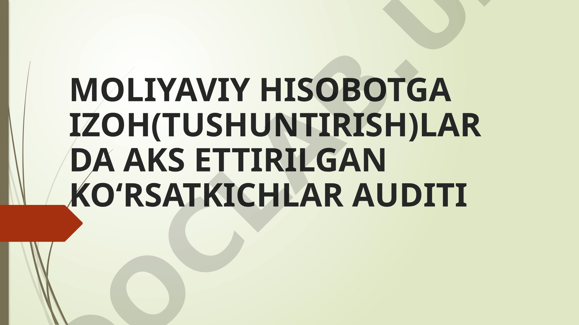 Moliyaviy hisobotga izoh(tushuntirish)larda aks ettirilgan ko‘rsatkichlar auditi