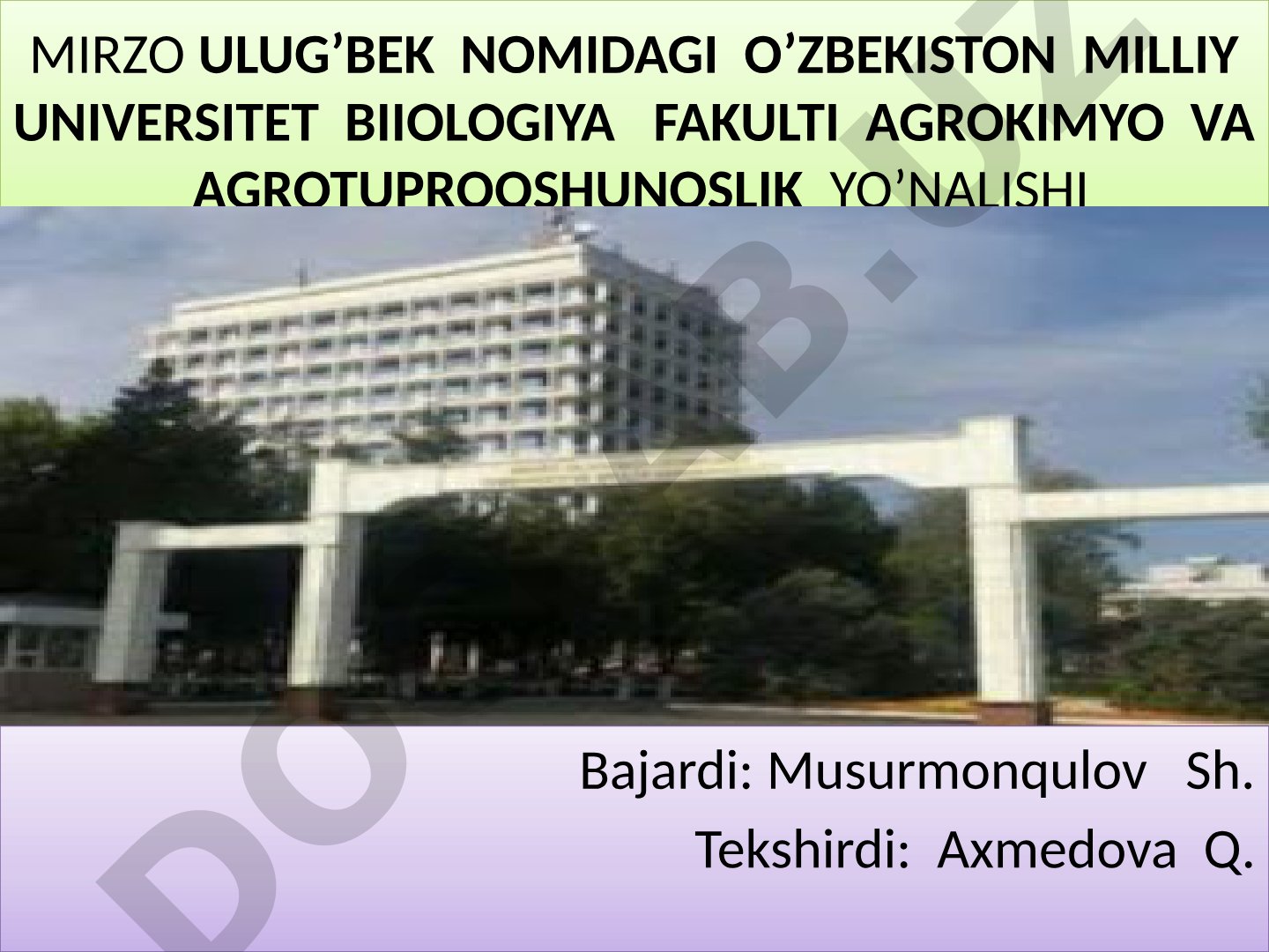 Agro kimyo va agro tuproqshunoslik yo'nalishida klinikamizda olib borilayotgan ishlar