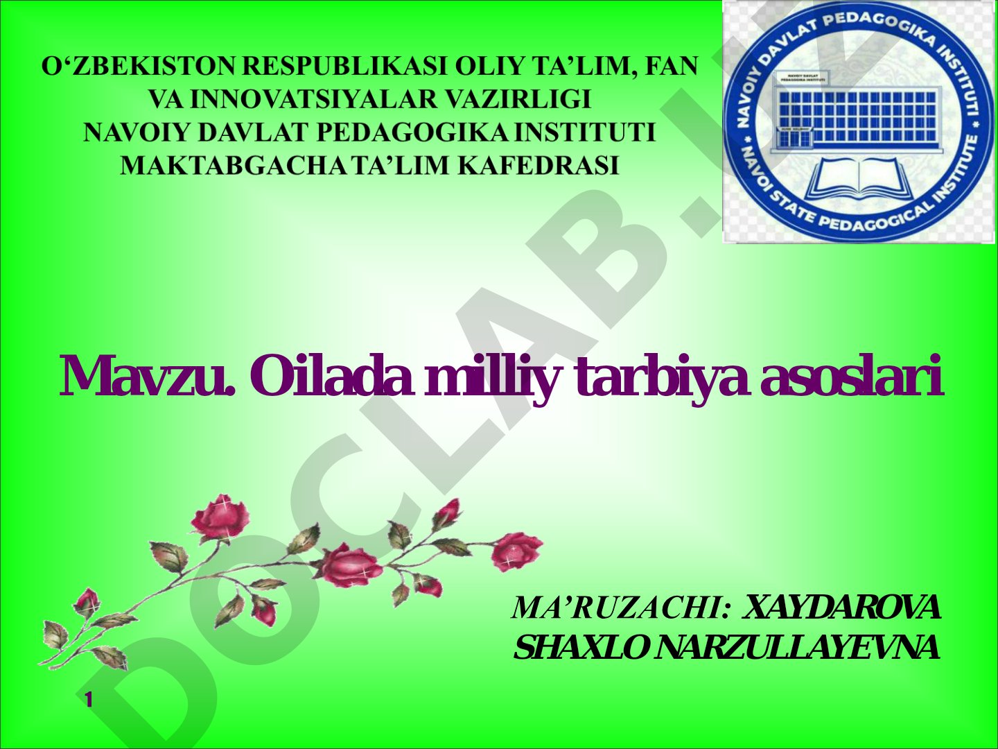 Oilada milliy tarbiya asoslari