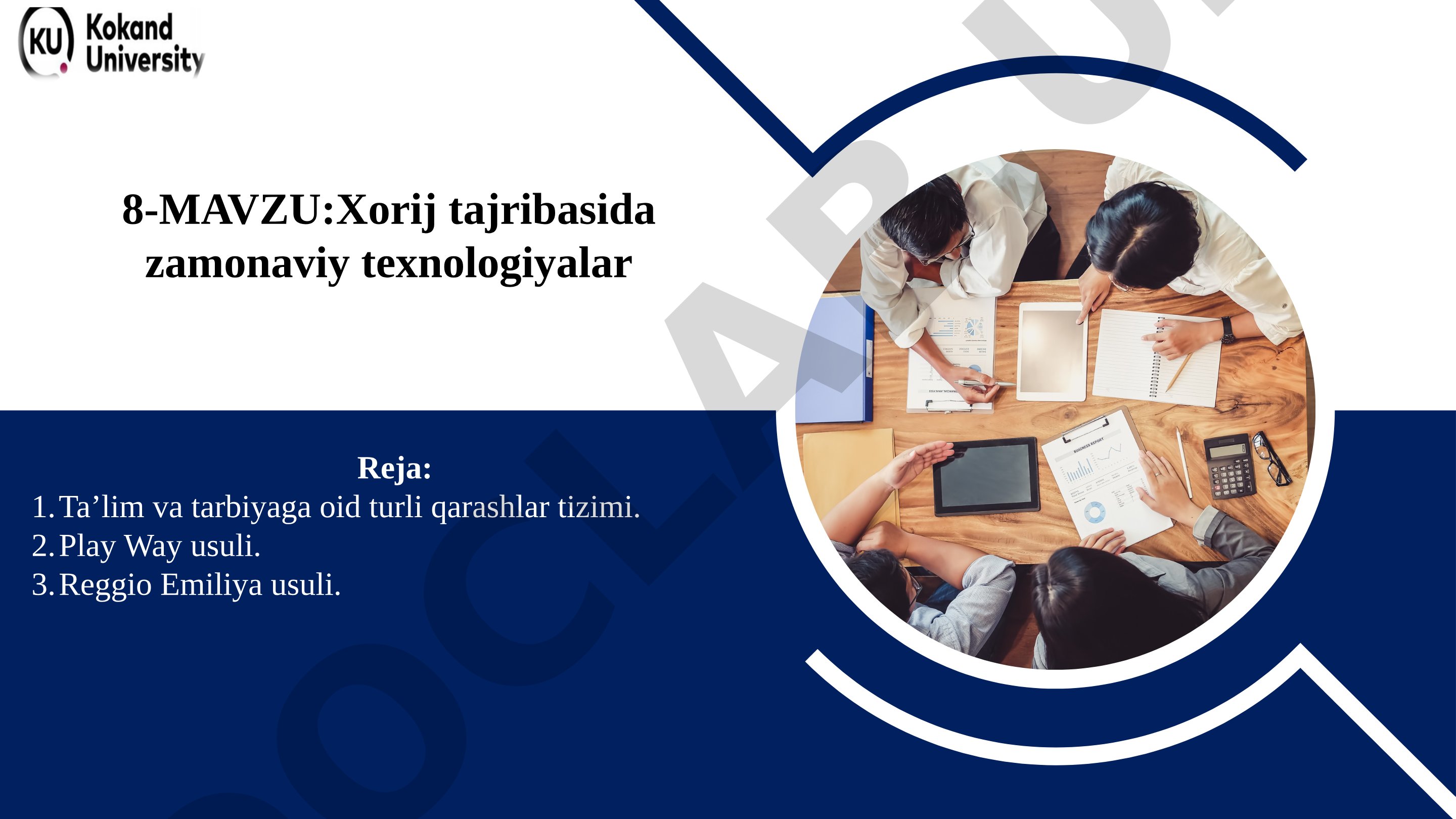 Xorij tajribasida zamonaviy texnologiyalar