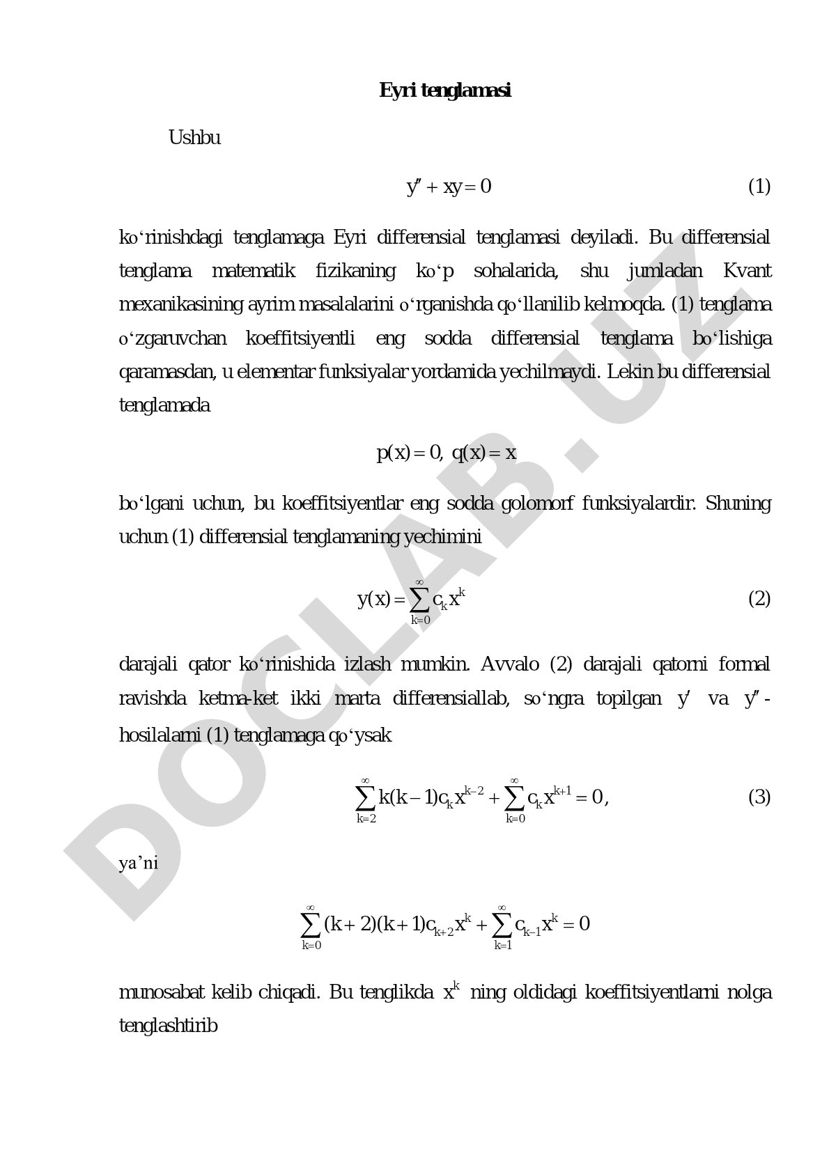 Eyri differensial tenglamasi