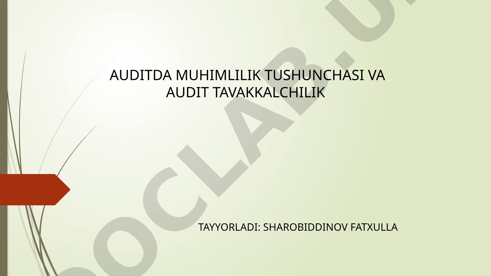 Auditda muhimlik tushunchasi va audit tavakkalchiligi