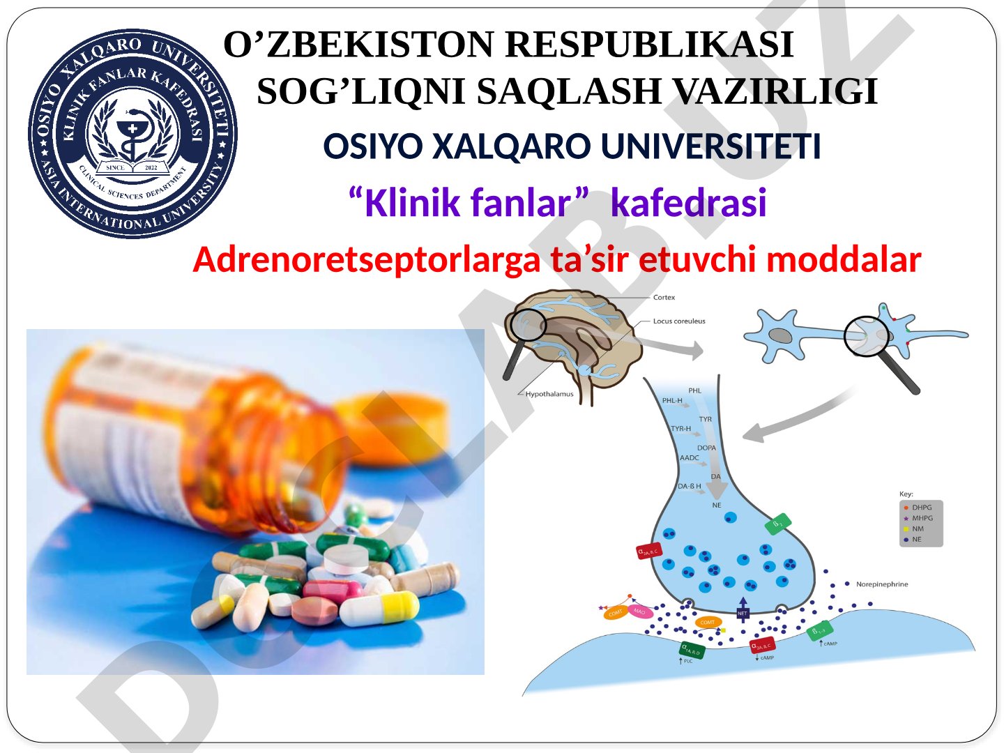 Adrenoretseptorlarga ta’sir etuvchi moddalar