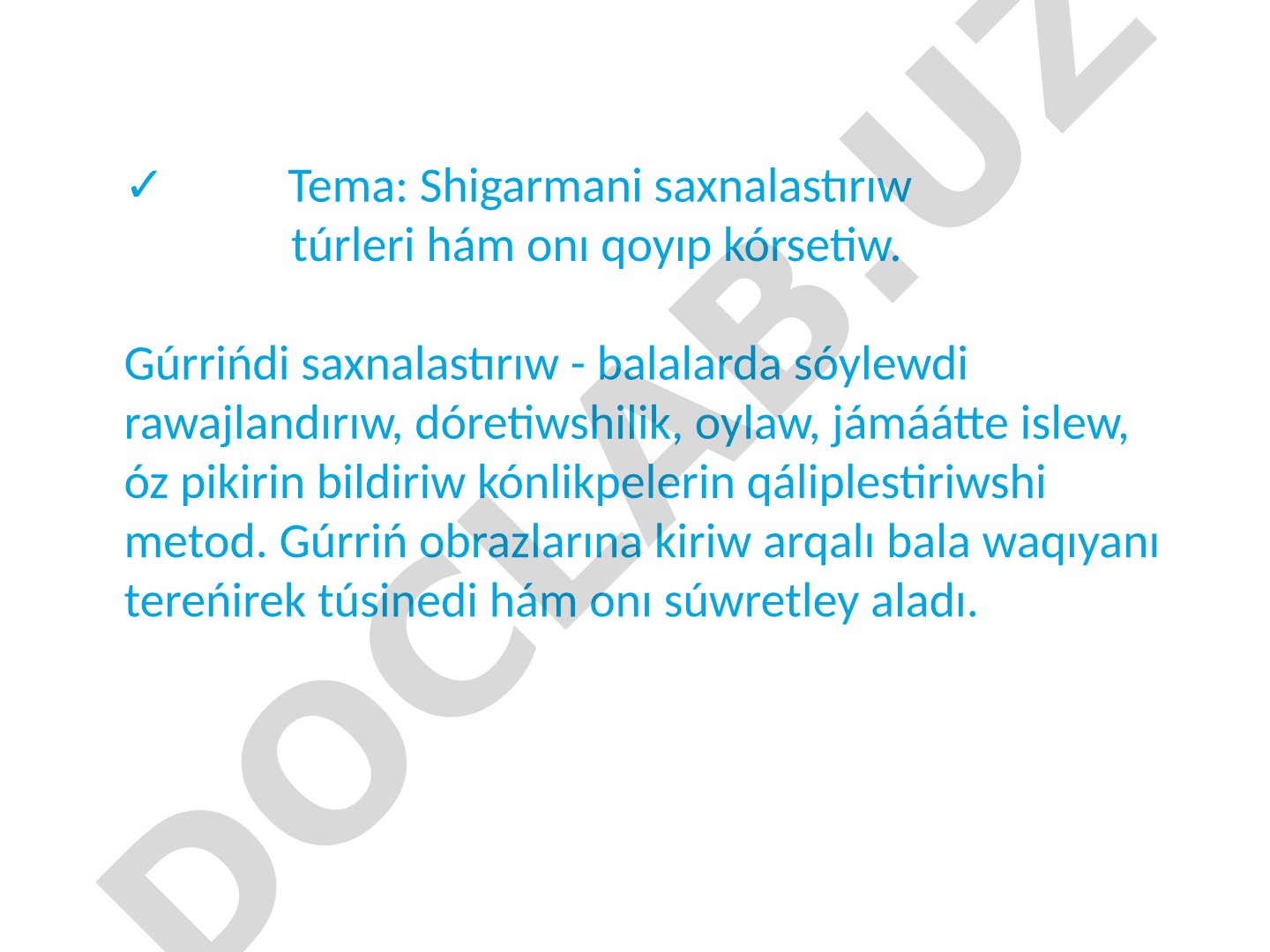 Shigarmani saxnalastırıw túrleri hám onı qoyıp kórsetiw