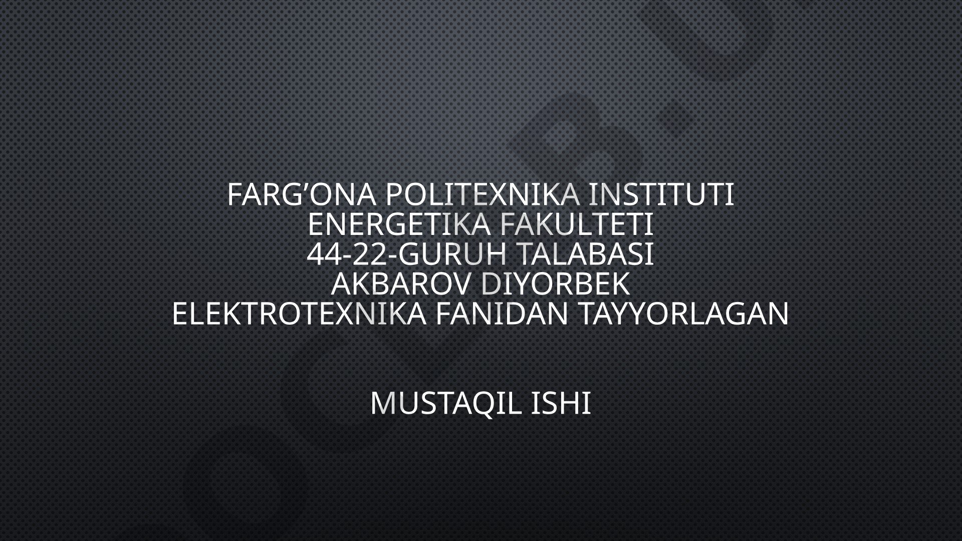 Murakkab zanjirlarni hisoblash usullari