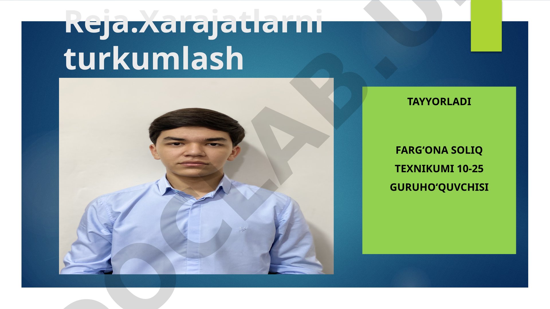 Xarajatlarni turkumlash