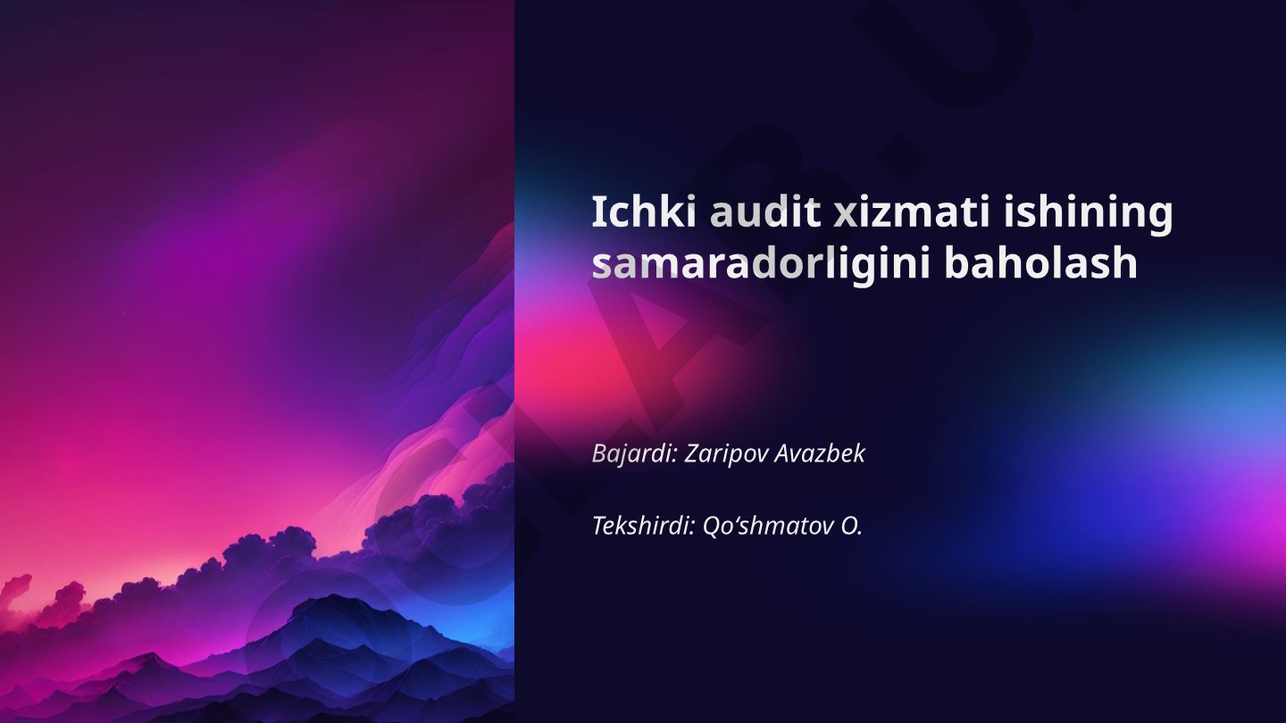 Ichki audit xizmati ishining samaradorligini baholash